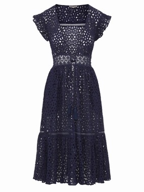 Contemporary Look Breathable Layering Lauren Coverup Dress Seaside Eyelet Navy