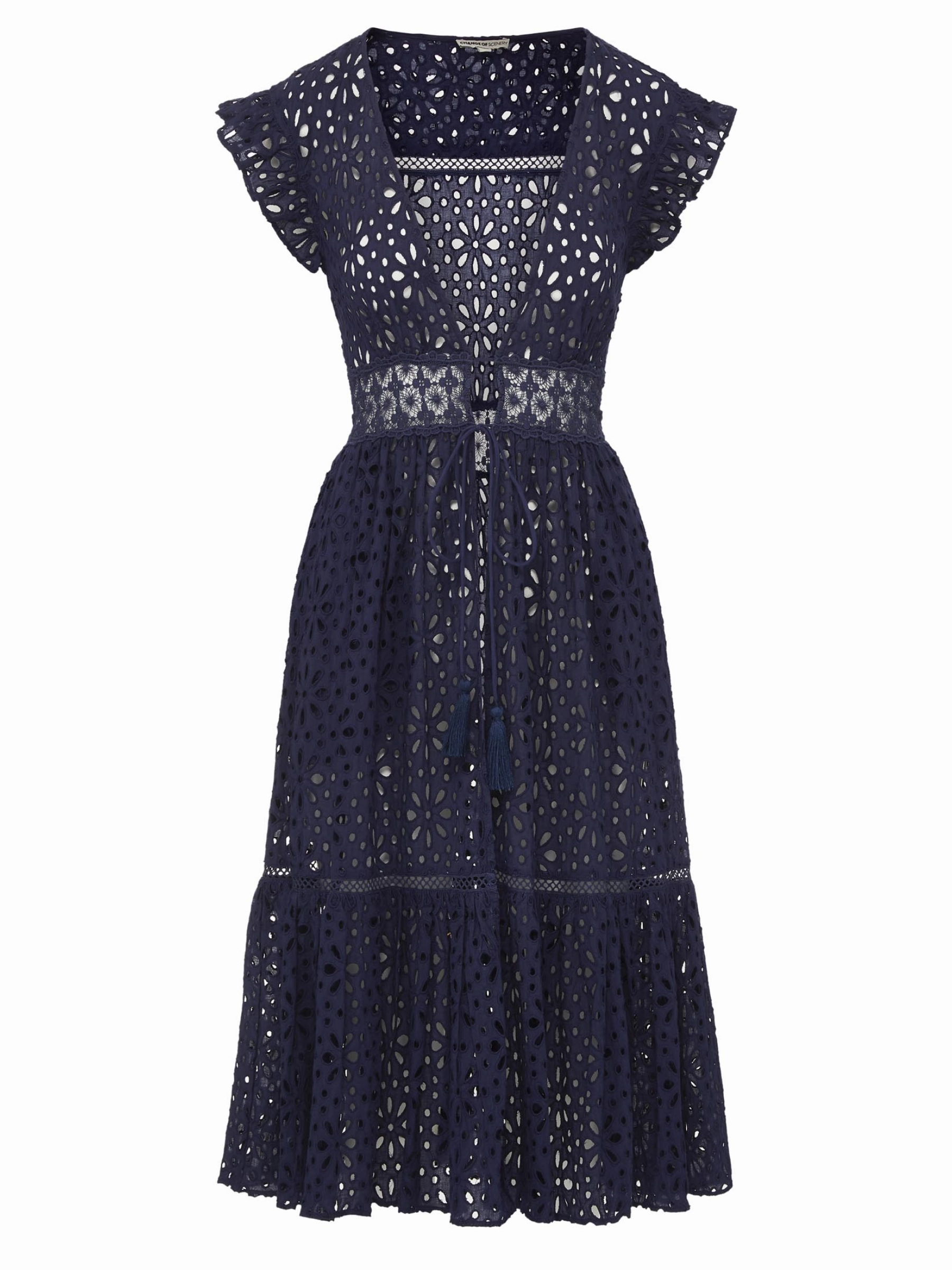 Urban Energy Travel Ready Lauren Coverup Dress Seaside Eyelet Navy