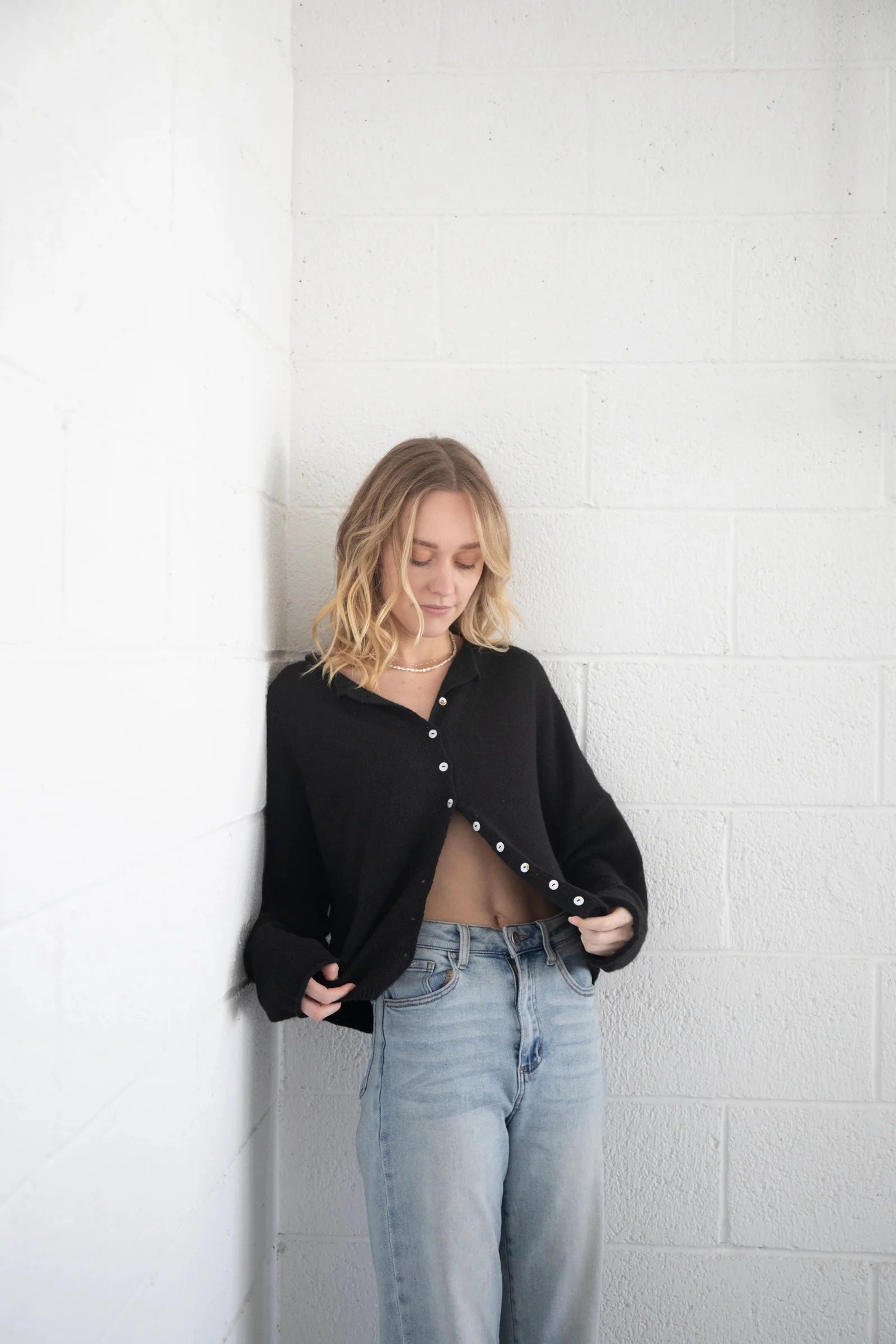 Piper Cardigan - Black Quick Dry Weave Comfy Vibe