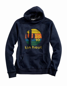 Premium Knitwear Tin Haul Womens Heather Navy Cotton Blend Cactus Sunset Hoodie