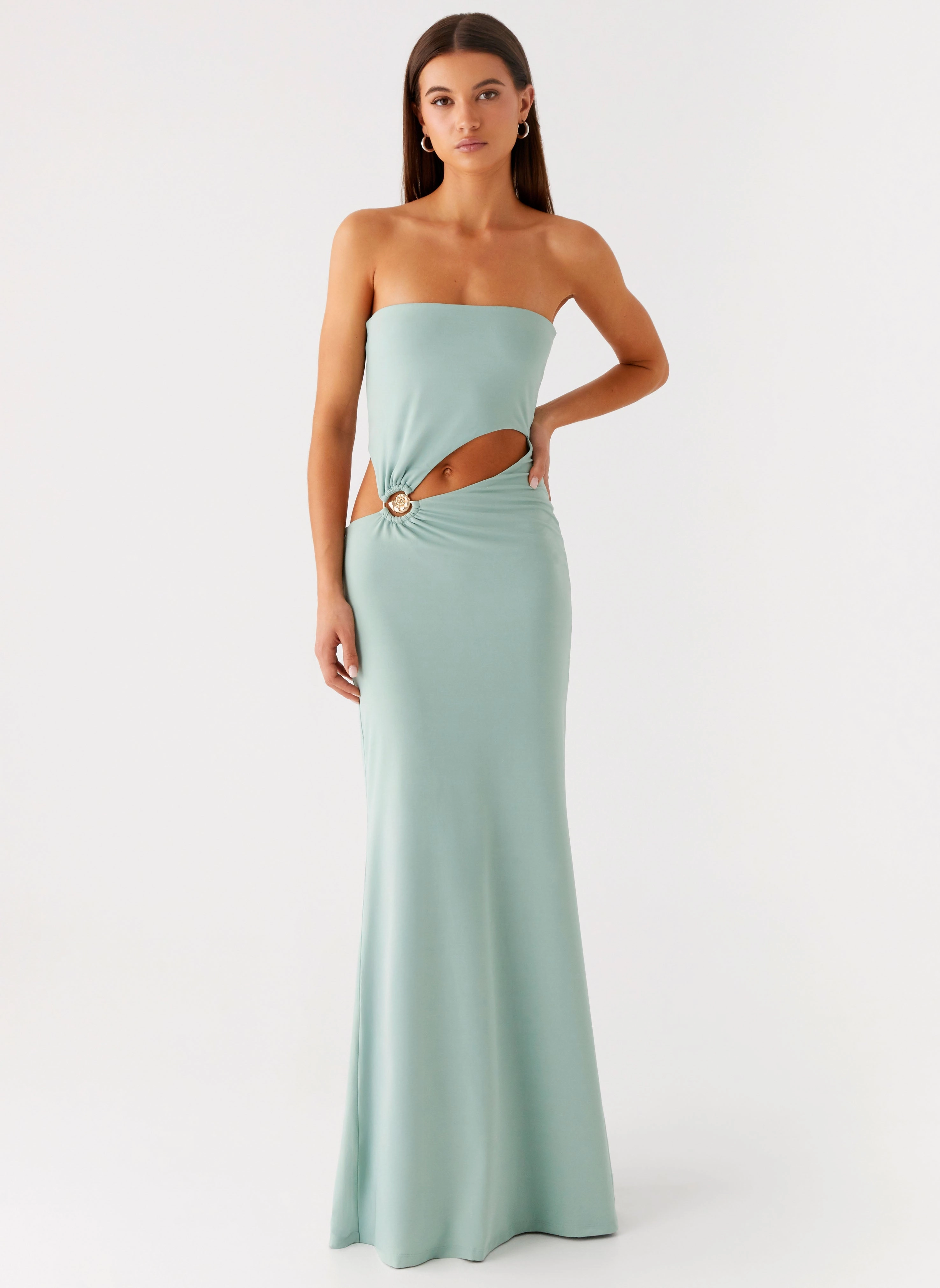 Sleek long-sleeve dress Sleek Motion Laurella Maxi Dress - Sage
