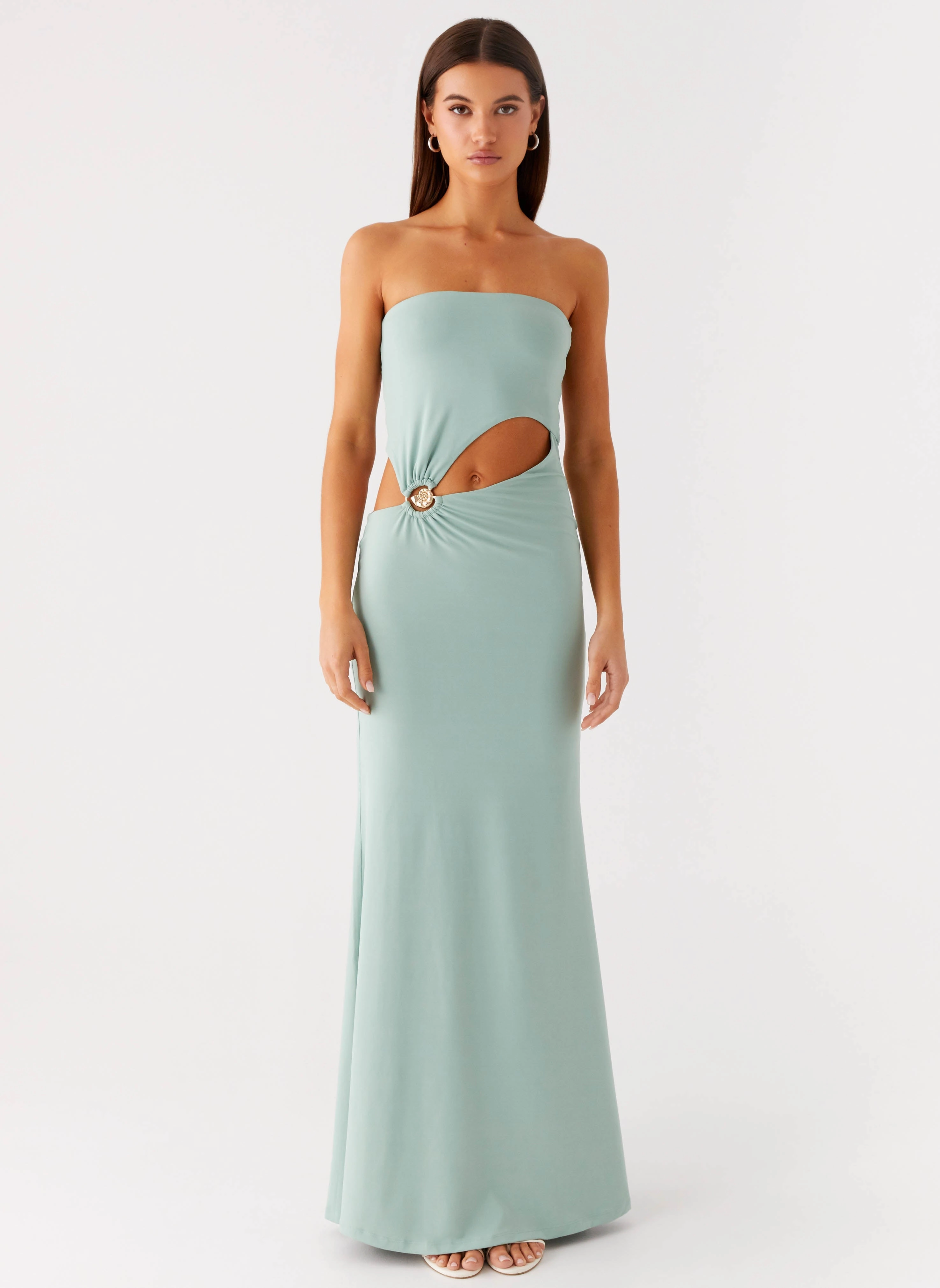 Tailored Elegance Curvy Glam Laurella Maxi Dress - Sage
