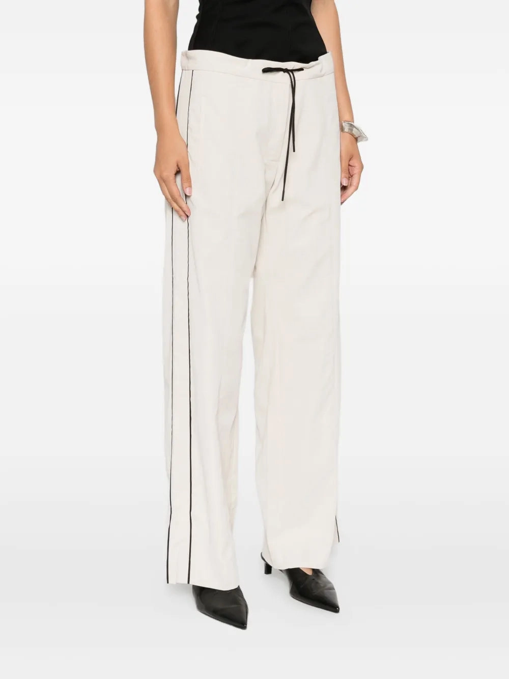 Tailored Track Pants in Putty Feminine Cut Sleek Design