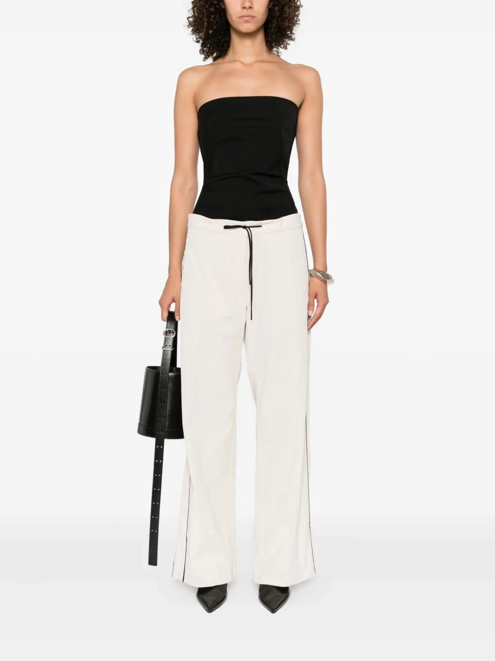 Layered Panel Design Tailored Track Pants in Putty