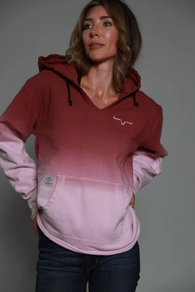 Kimes Ranch Womens Santa Fe Fleece Dark Red 100% Cotton L/S Hoodie Trendy Design