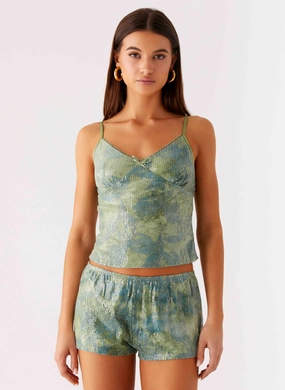 Ajean Sequin Cami Top - Lime Blood MultiPocket Configuration Basic Tank