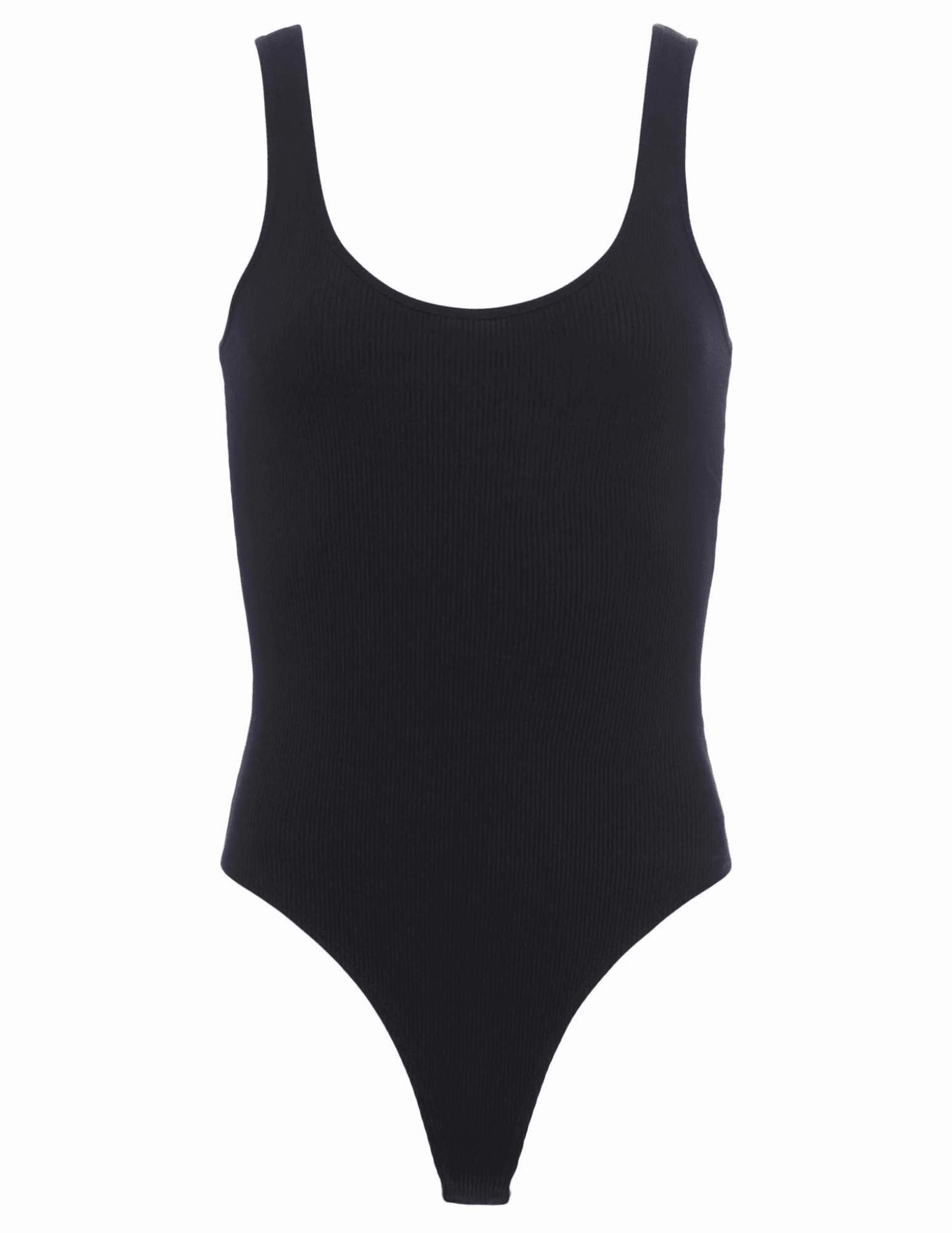 L'AGENCE Nica Scoop Neck Bodysuit in Black Reinforced Stress Points