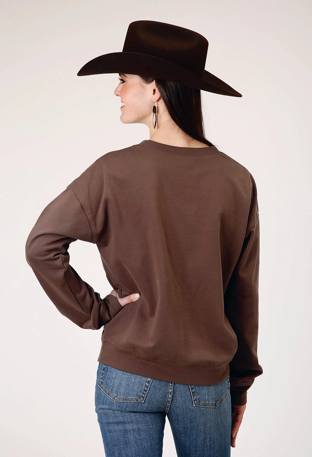 Perfect Layer Roper Womens My Favorite Season Brown 100% Cotton Sweatshirt