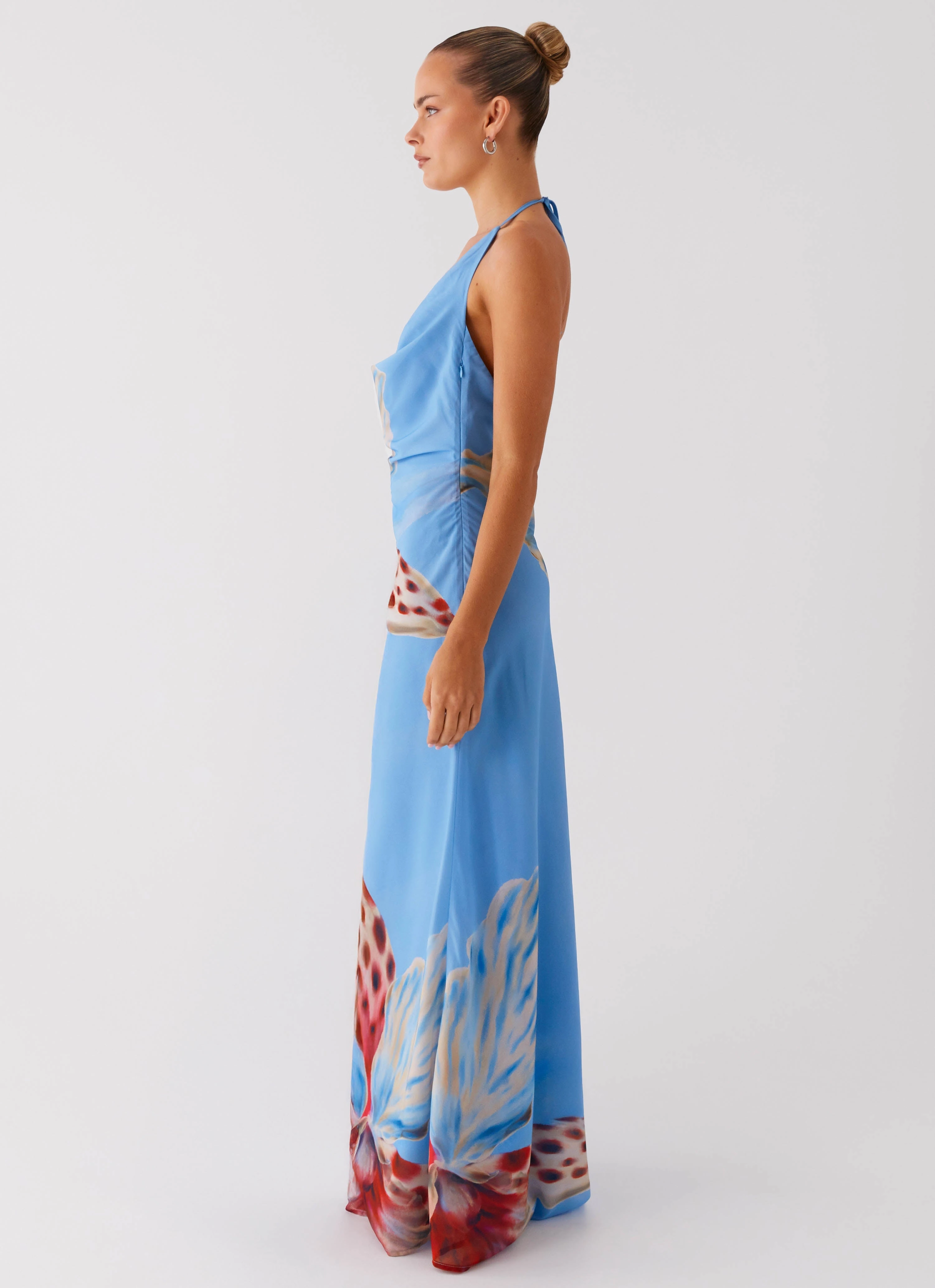 Stars Align Cowl Maxi Dress - Deep Sea Bloom Romantic Soft Perfect for Layering