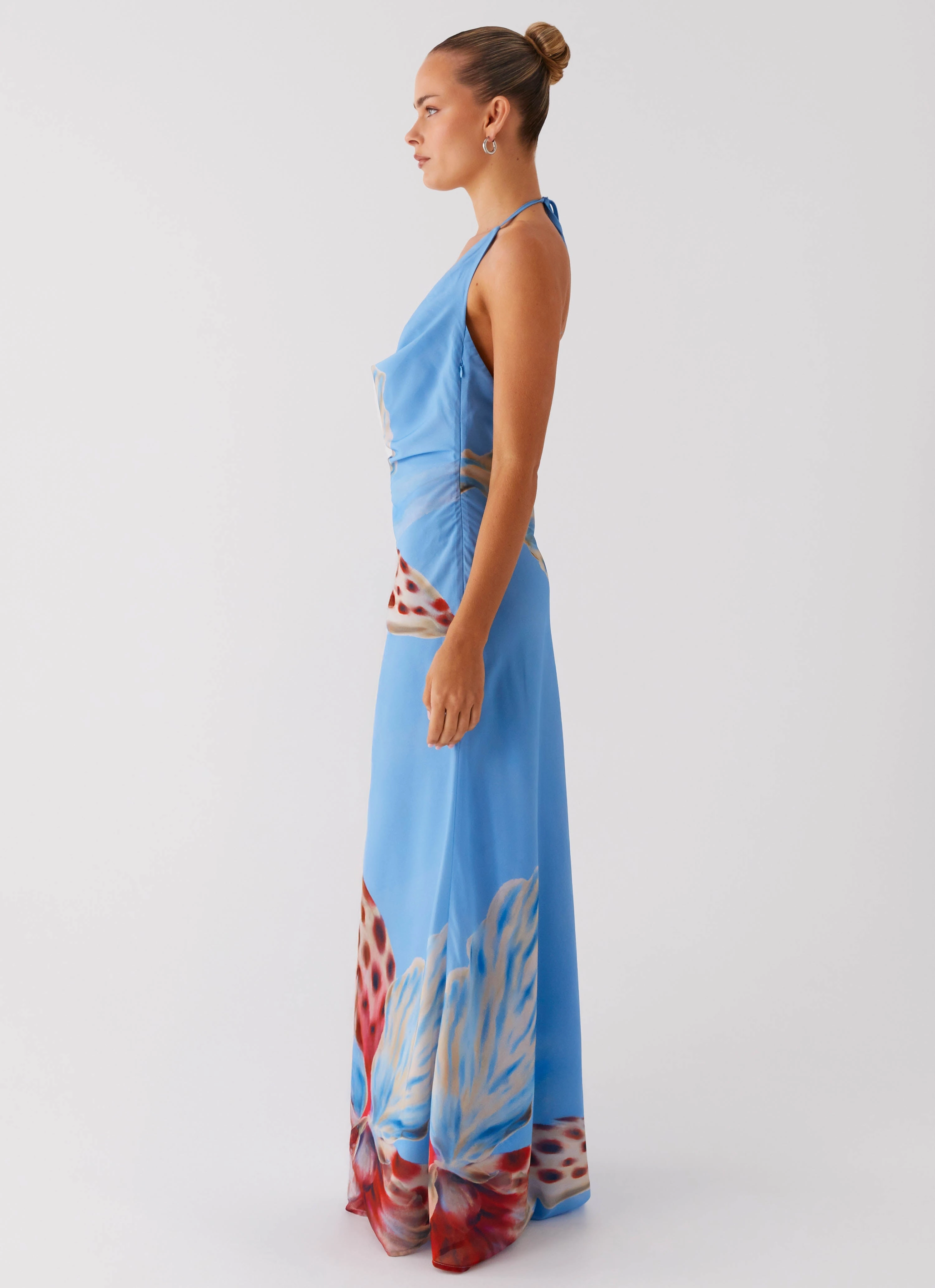 Stars Align Cowl Maxi Dress - Deep Sea Bloom Flexible Fabric Casual weekend dress