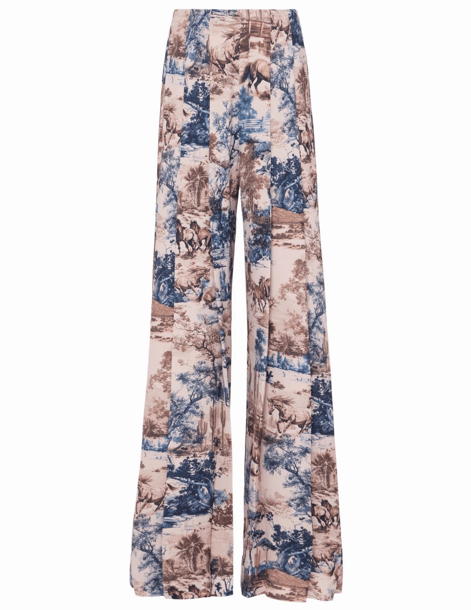 L'AGENCE Nova Pleated Wide Leg Pant in Tan Multi Western Toile Organic Cotton Blend