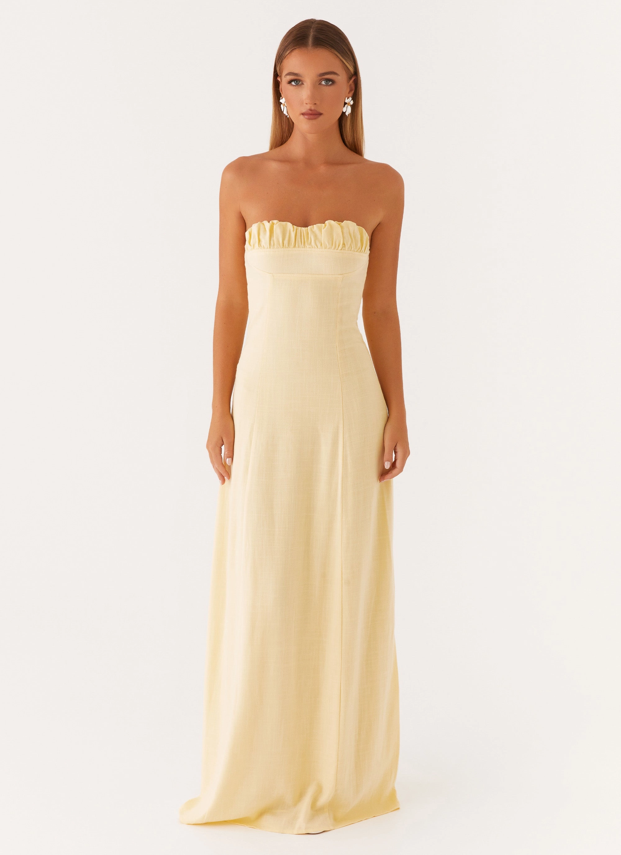 Tayla Linen Maxi Dress - Yellow Cool Drape Relax Fit