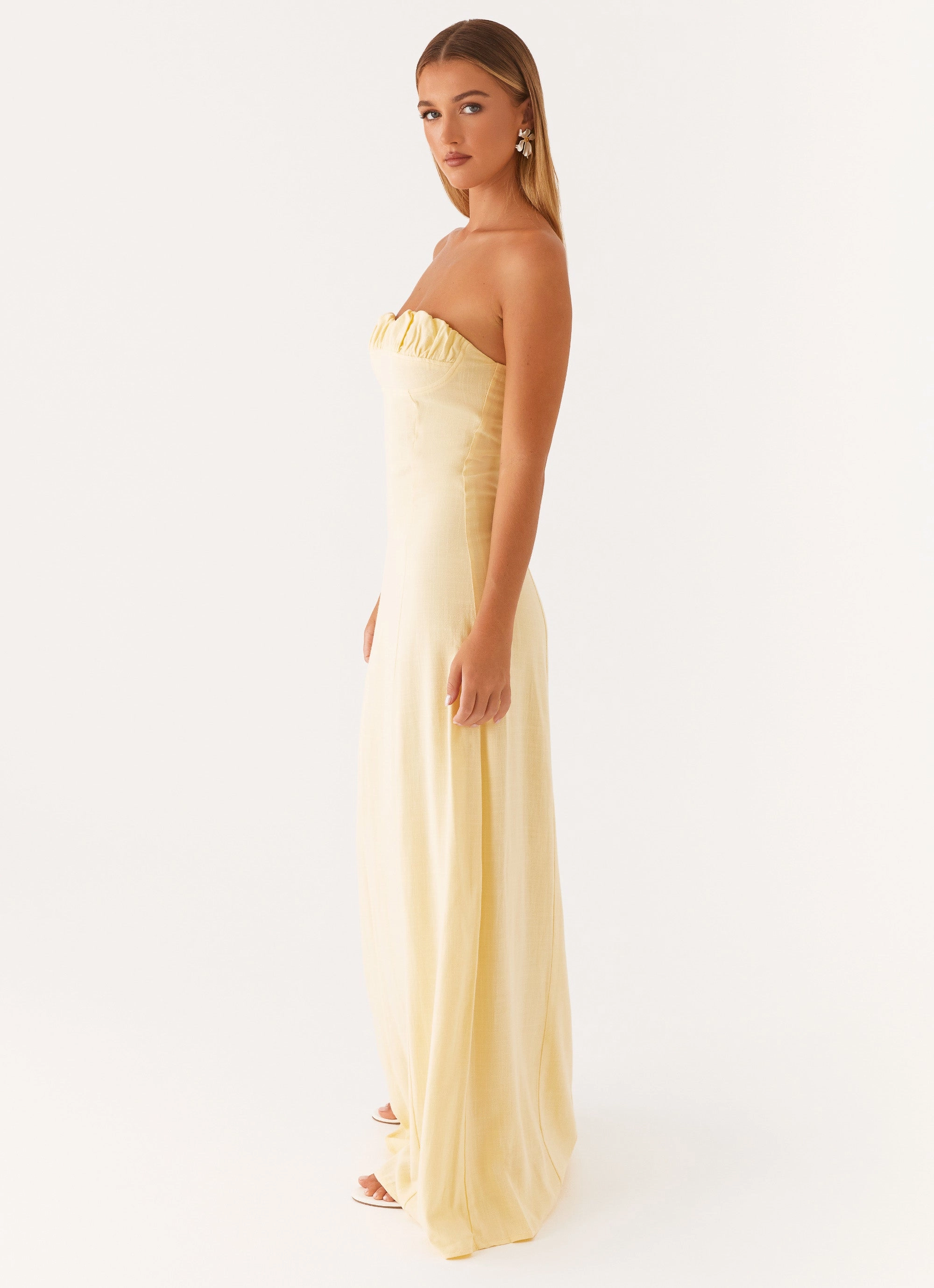 Tayla Linen Maxi Dress - Yellow Fall Ready Style Moment