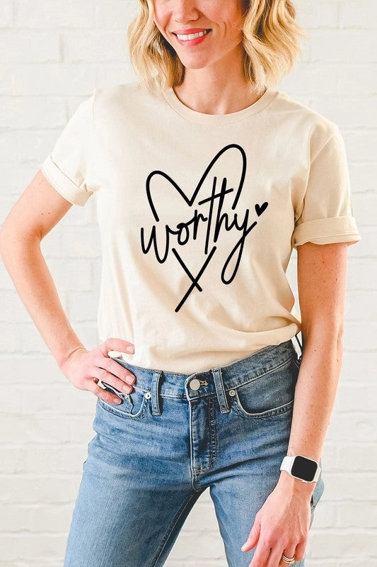 Worthy Heart Easter Basic Graphic Tee S-XL Printed Blouse