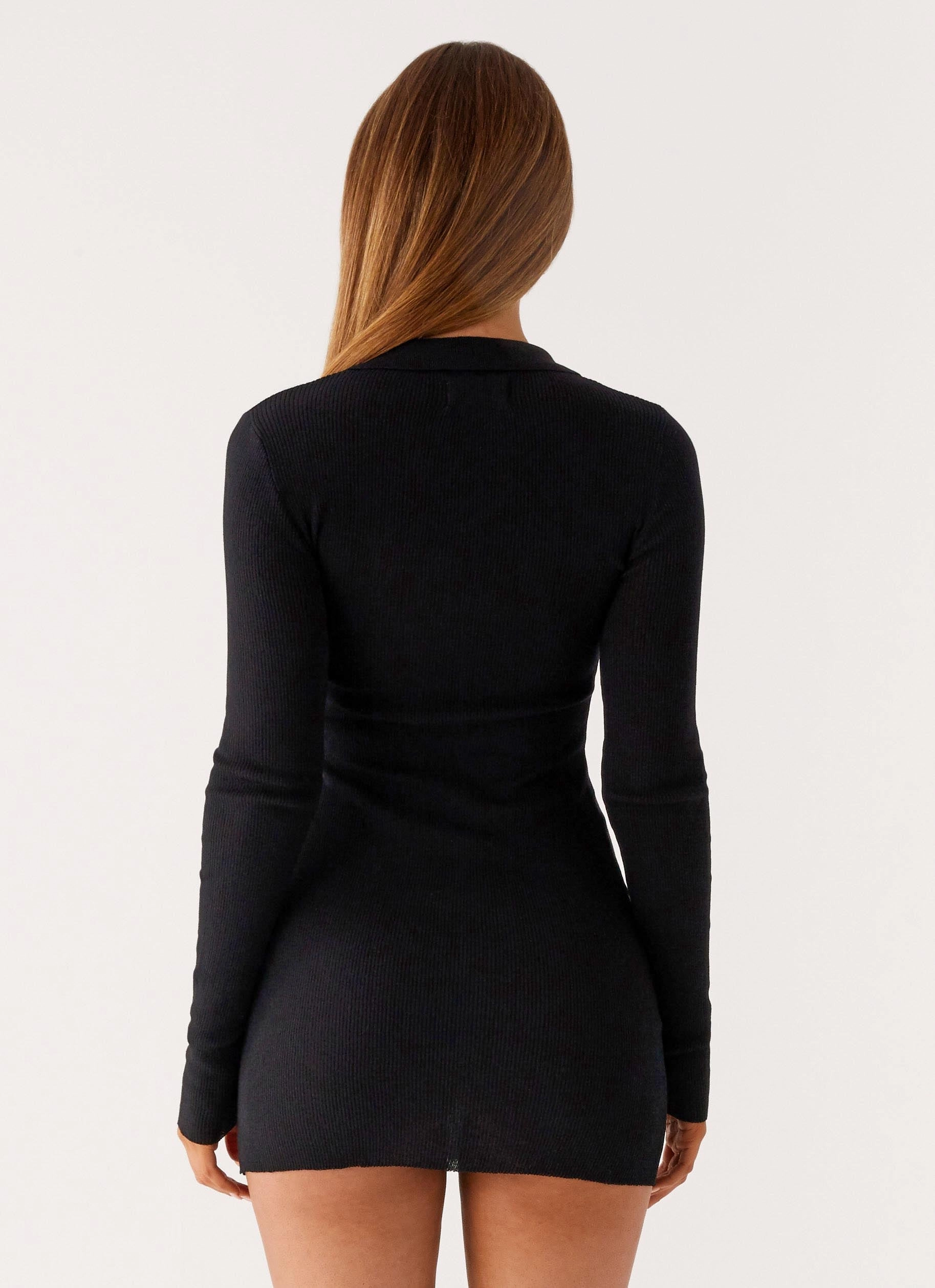 Off Duty Polo Dress - Black Fitted waist