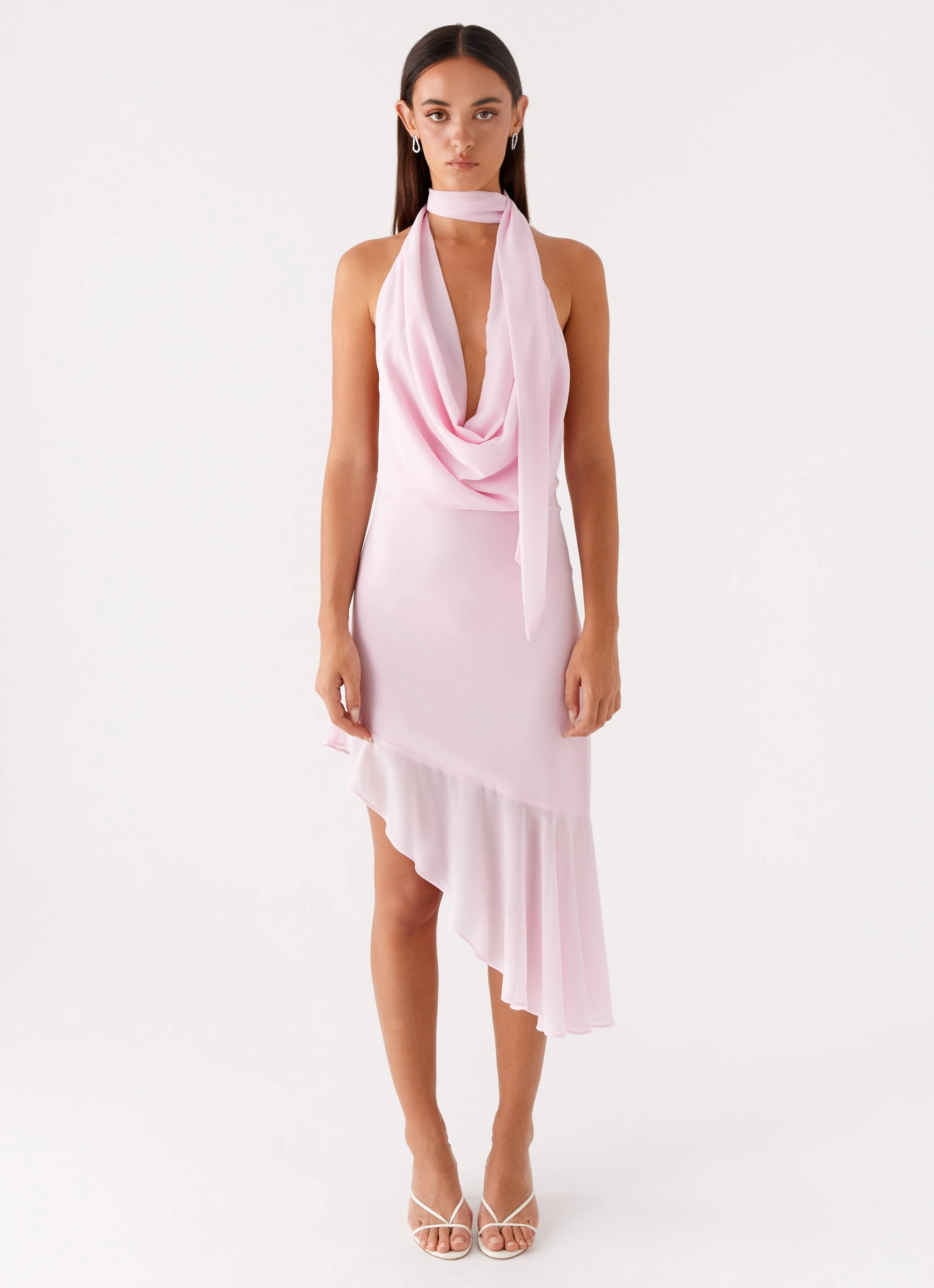 Work Ready Work or Casual Layna Scarf Midi Dress - Pink