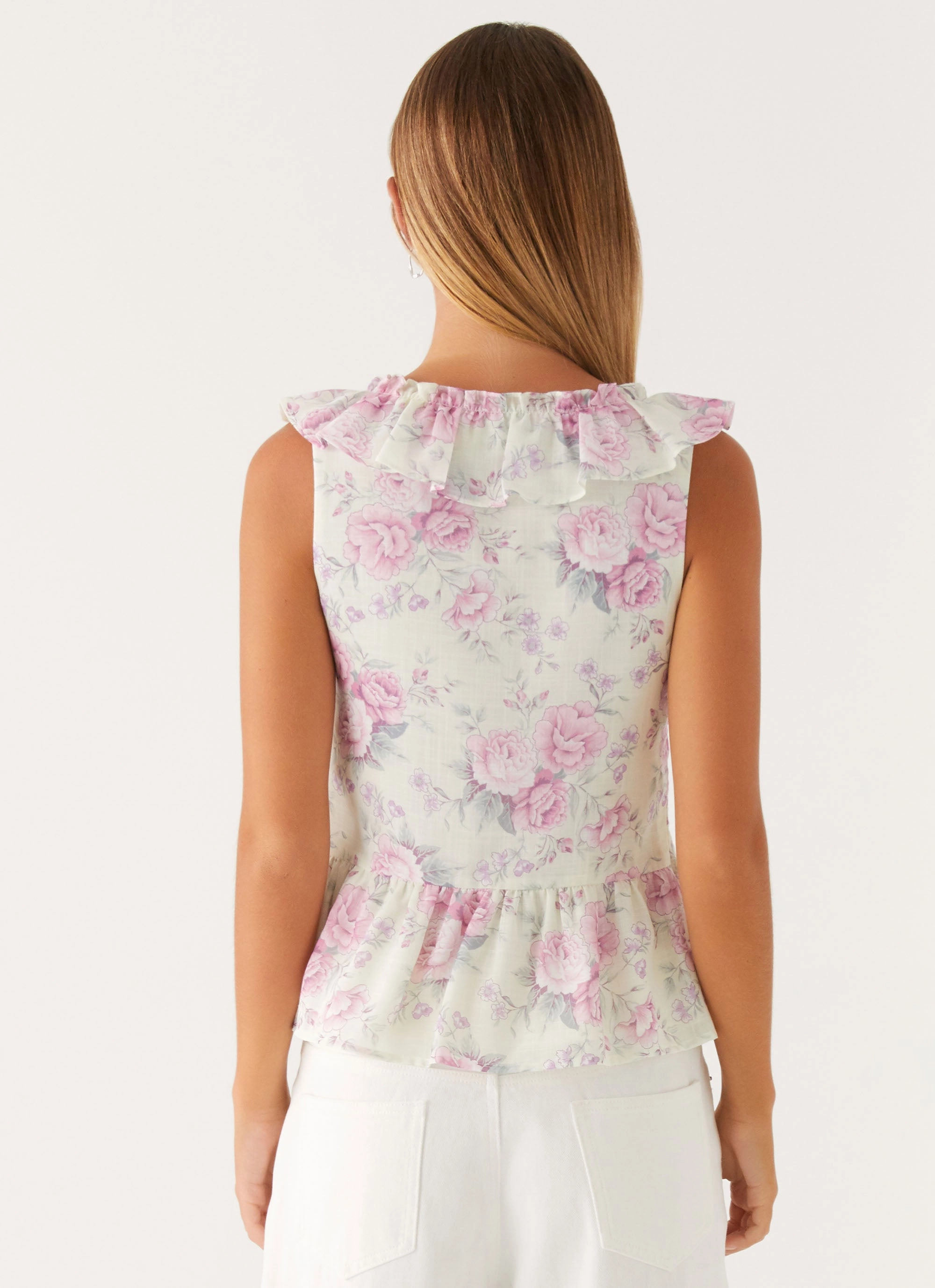 Layne Top - Vintage Floral RawHemDetail Formal top