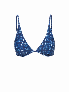 Leah Top In Denim Noir Stylish Prints Cross Back Support