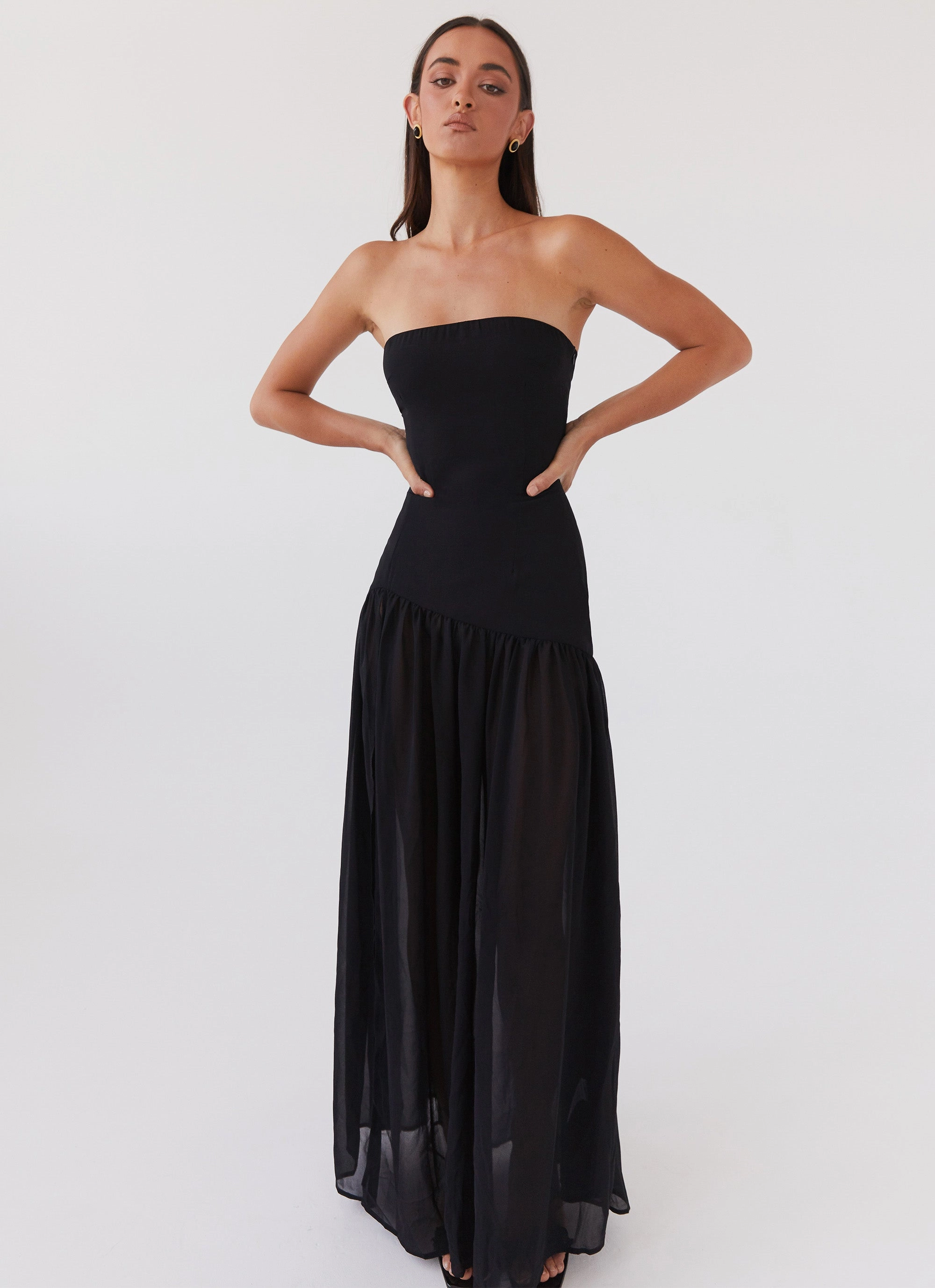 Eden Strapless Maxi Dress - Black Soft Stitch