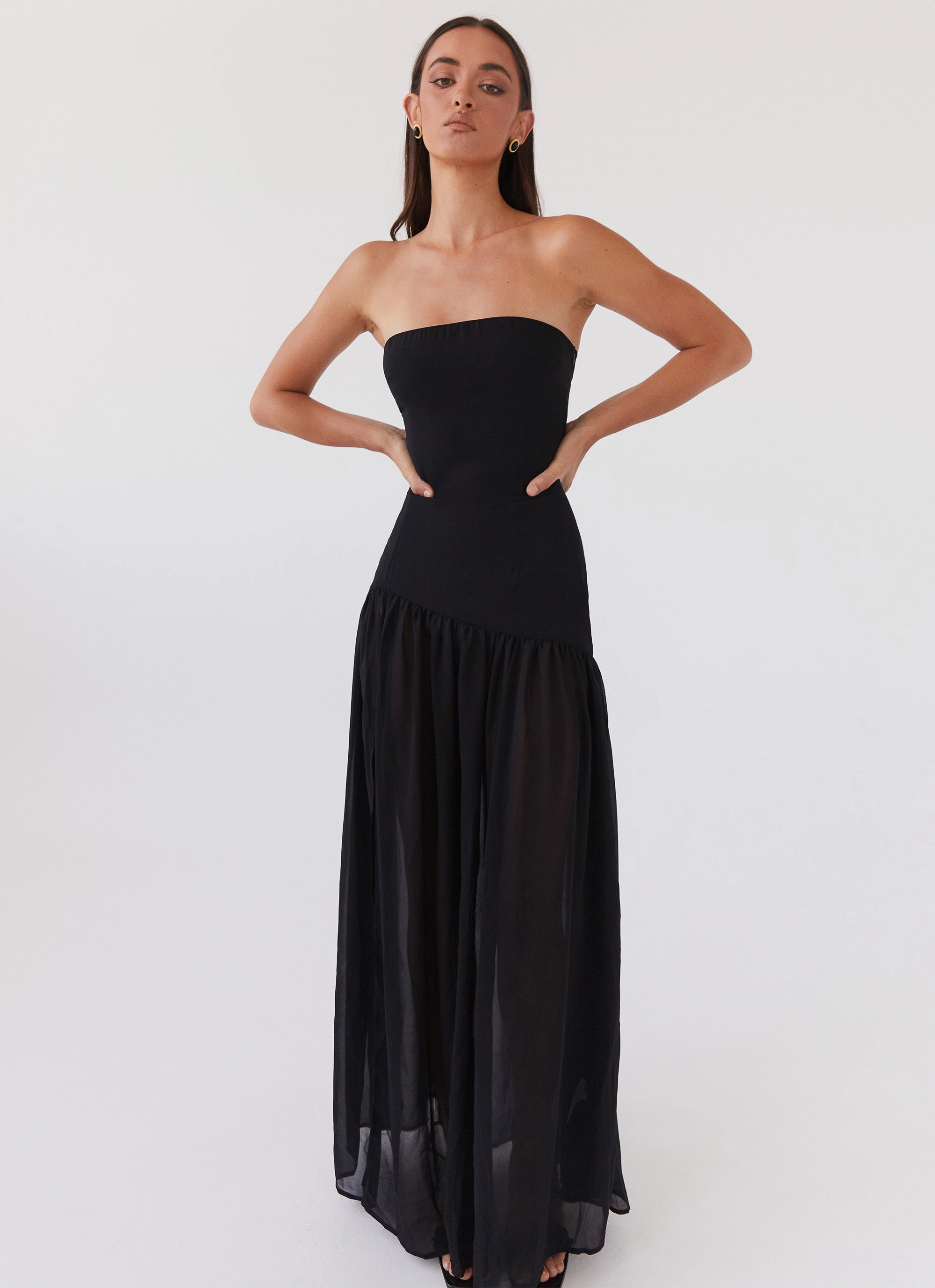 Street Mode Ombre-Effect Eden Strapless Maxi Dress - Black