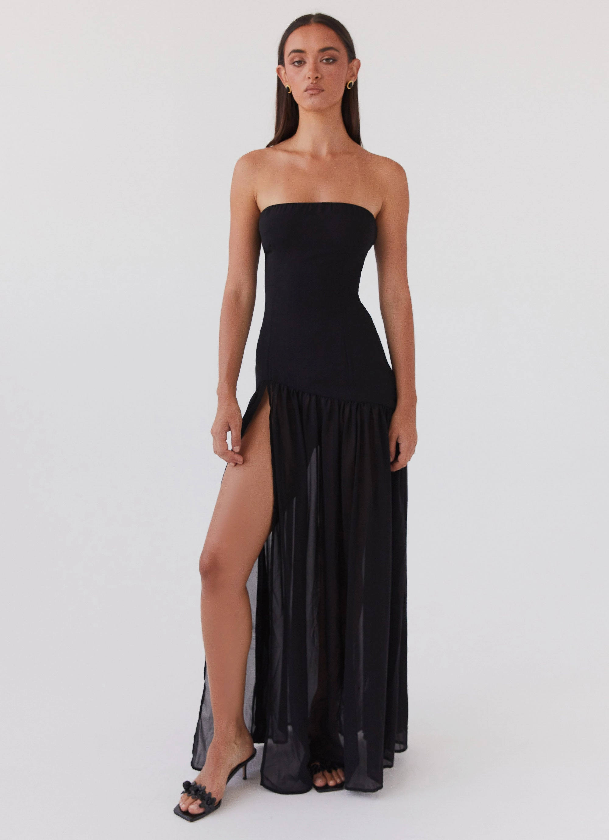 Chill Detail Eden Strapless Maxi Dress - Black
