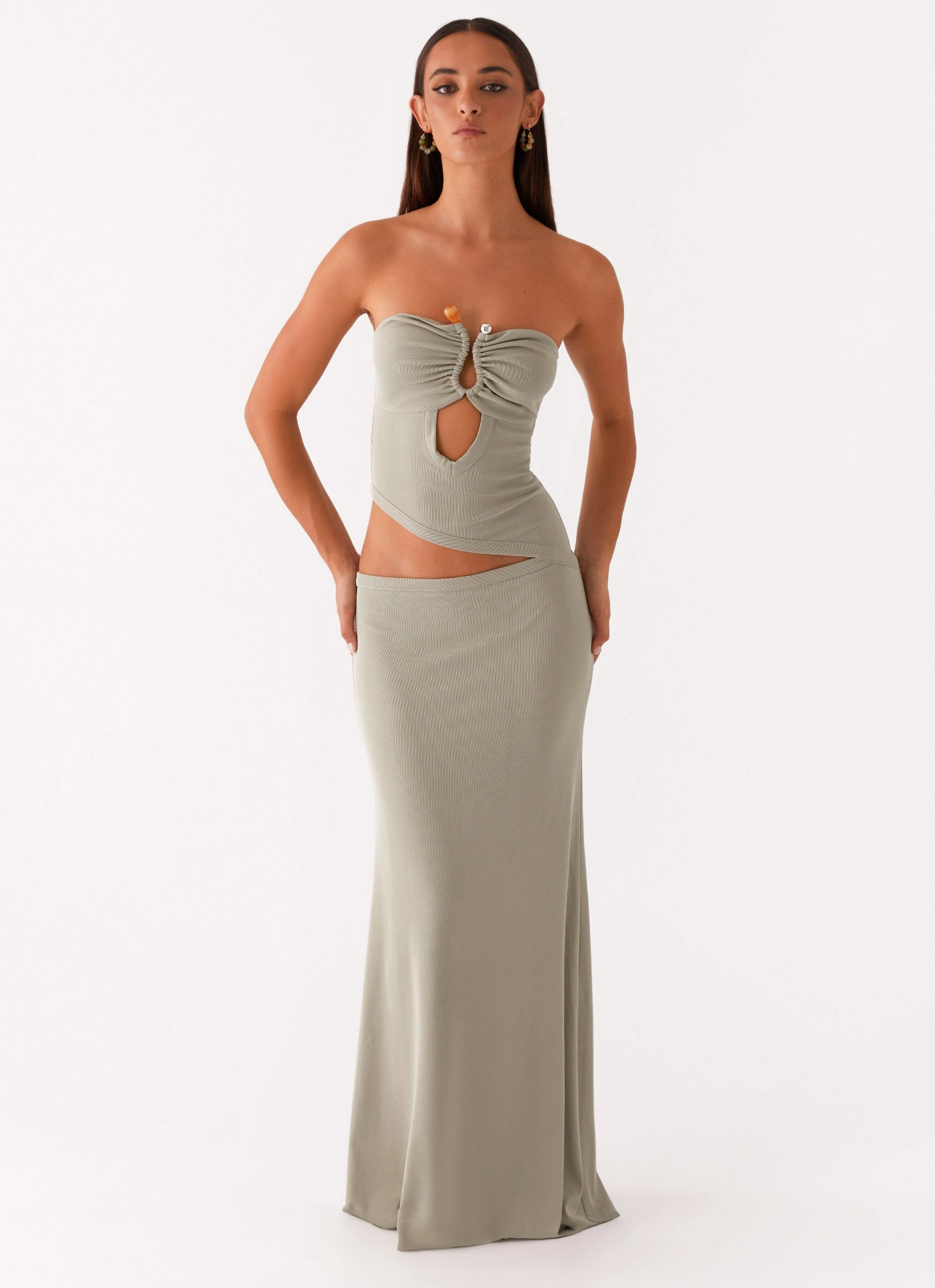 Unlined Look Versatile Piece Wild Roses Maxi Dress - Sage
