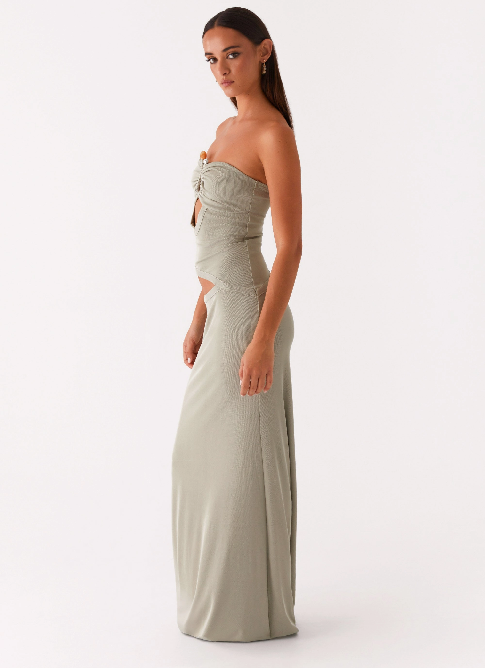 Comfortable and Flattering Wild Roses Maxi Dress - Sage