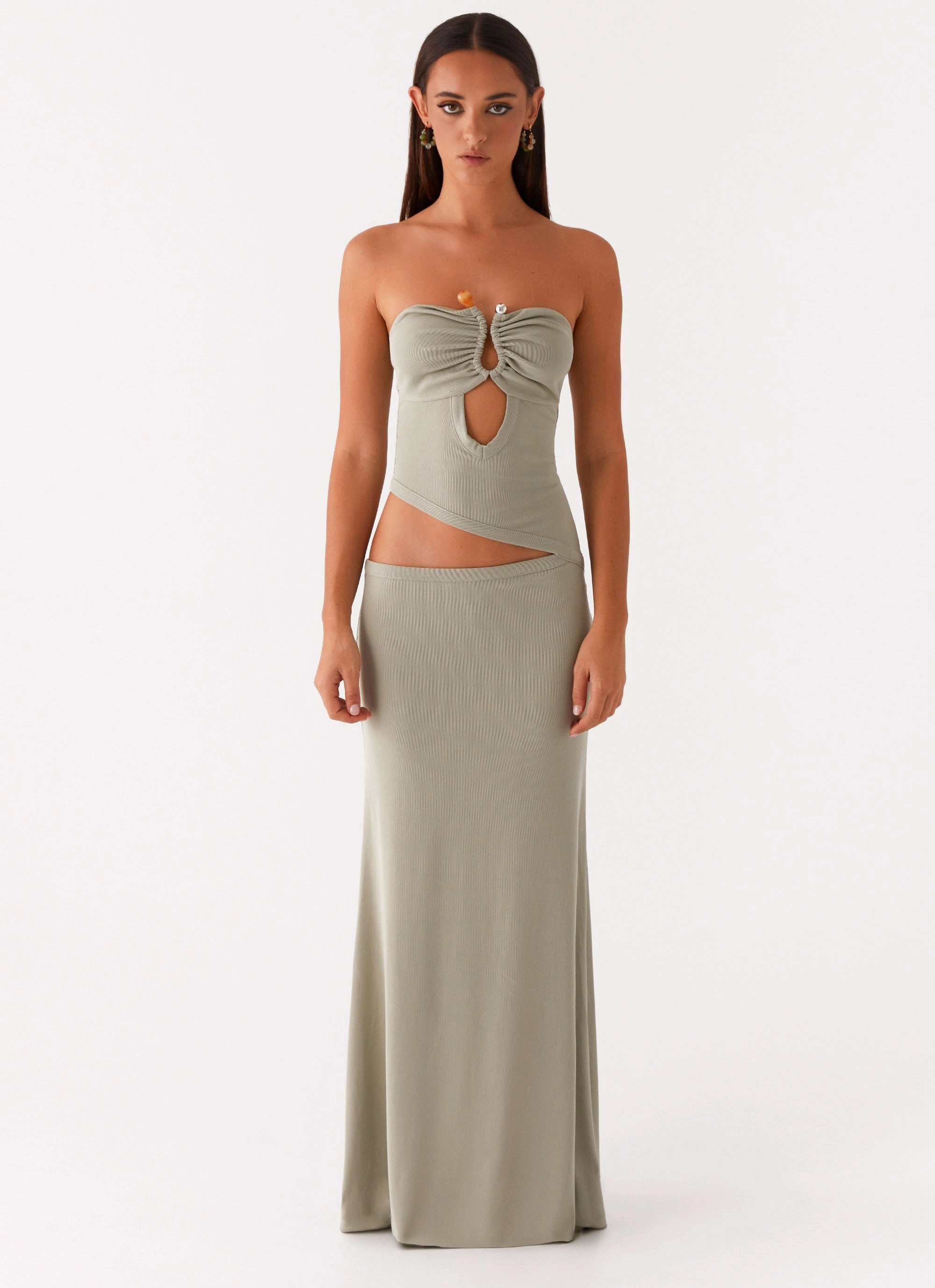 Wild Roses Maxi Dress - Sage Subtle Stitch Field Fresh