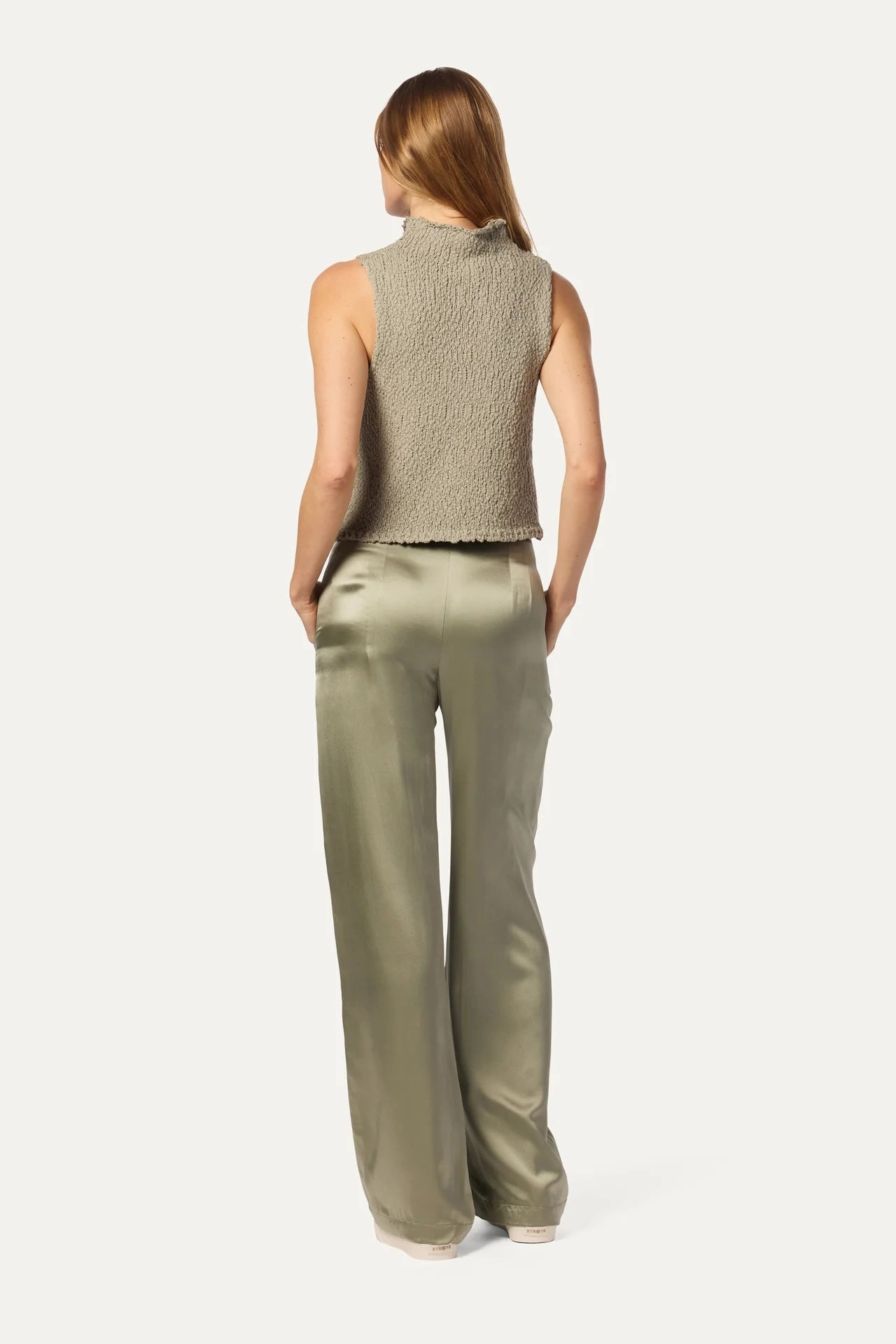 Fashion-Forward Work Friendly Leeland Flat Front Trouser in Eucalyptus