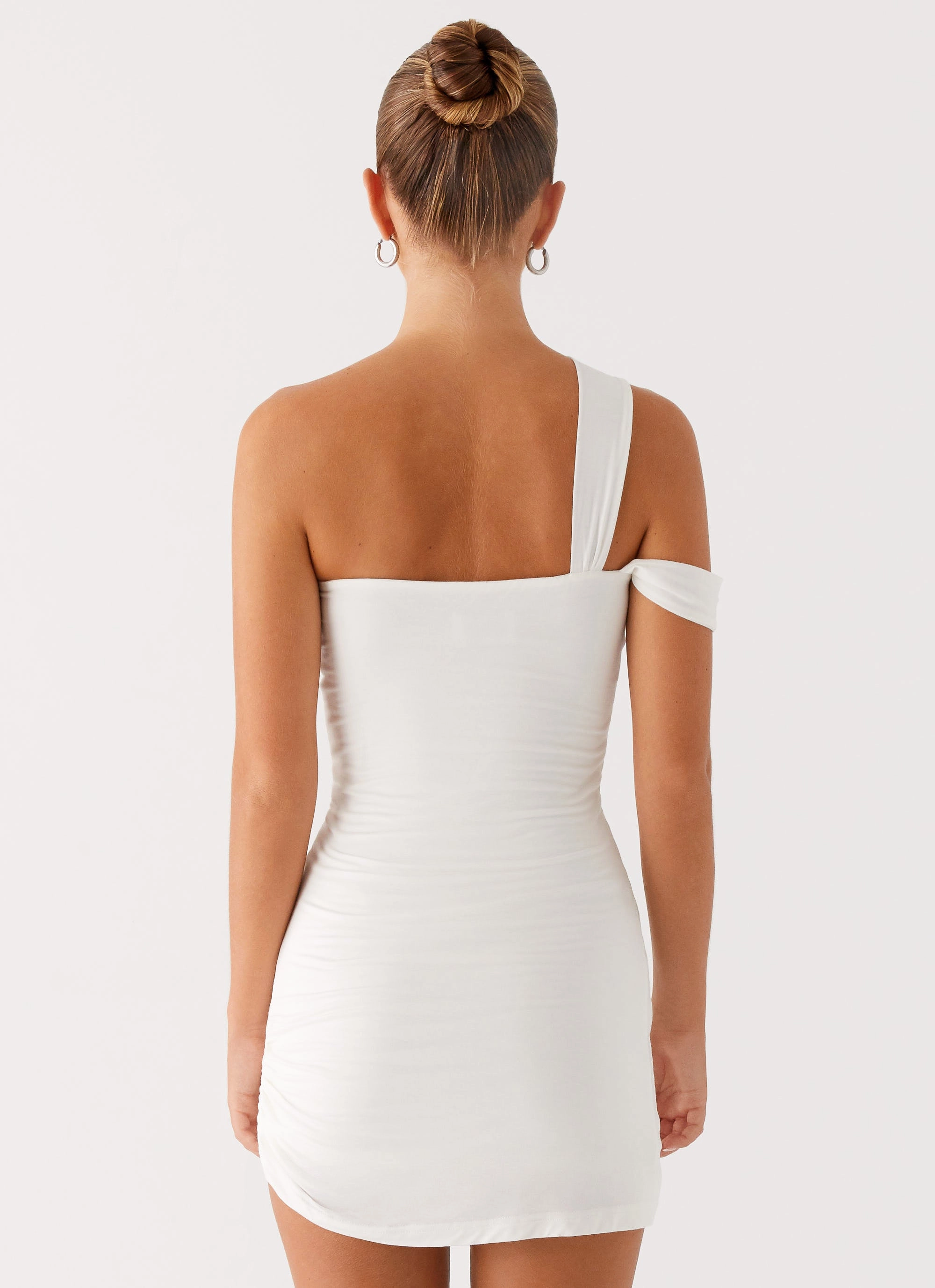 Lena Ruched Mini Dress - Ivory Dreamy Look