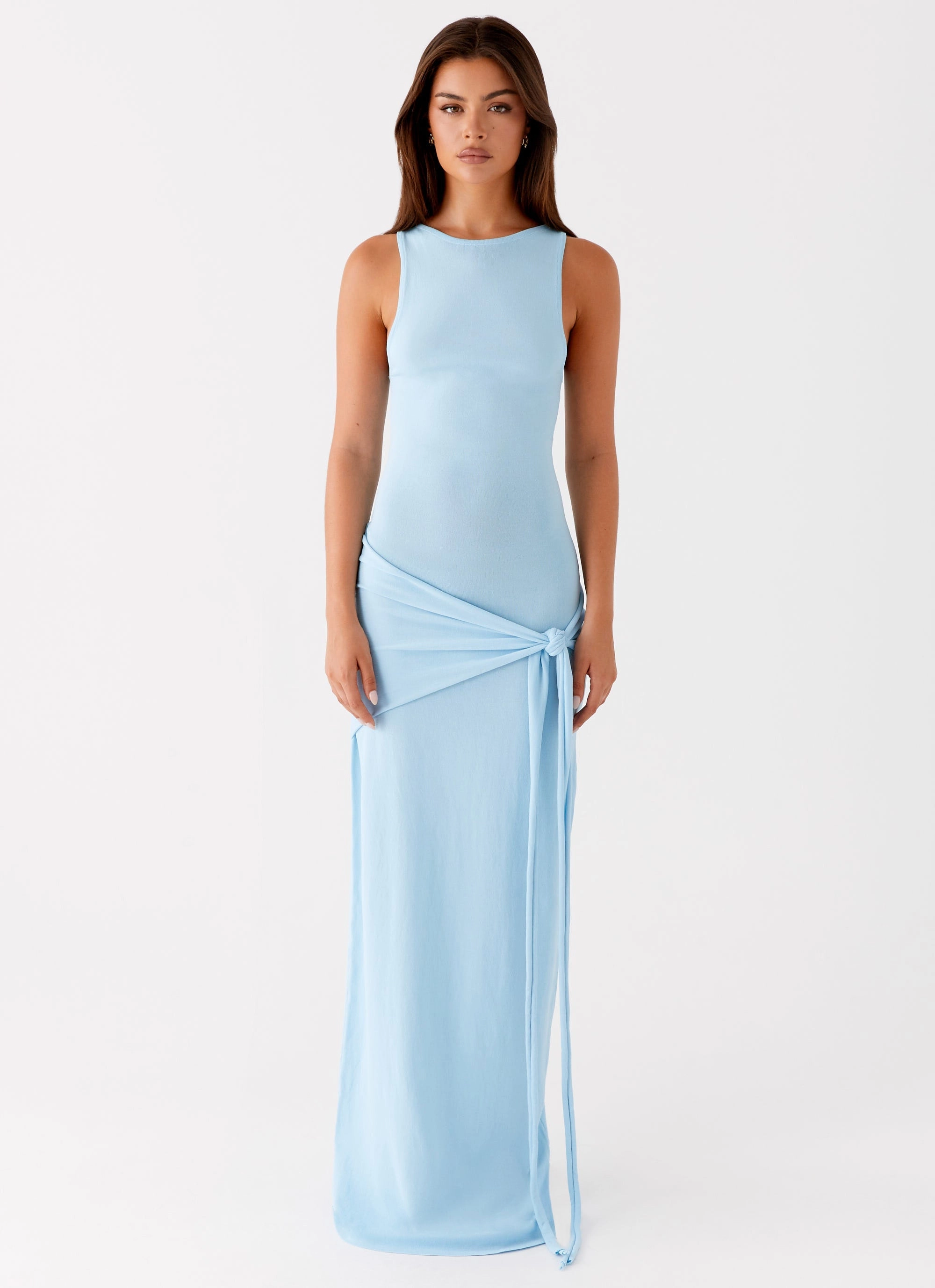Leona Maxi Dress - Turquoise Knot-Detail