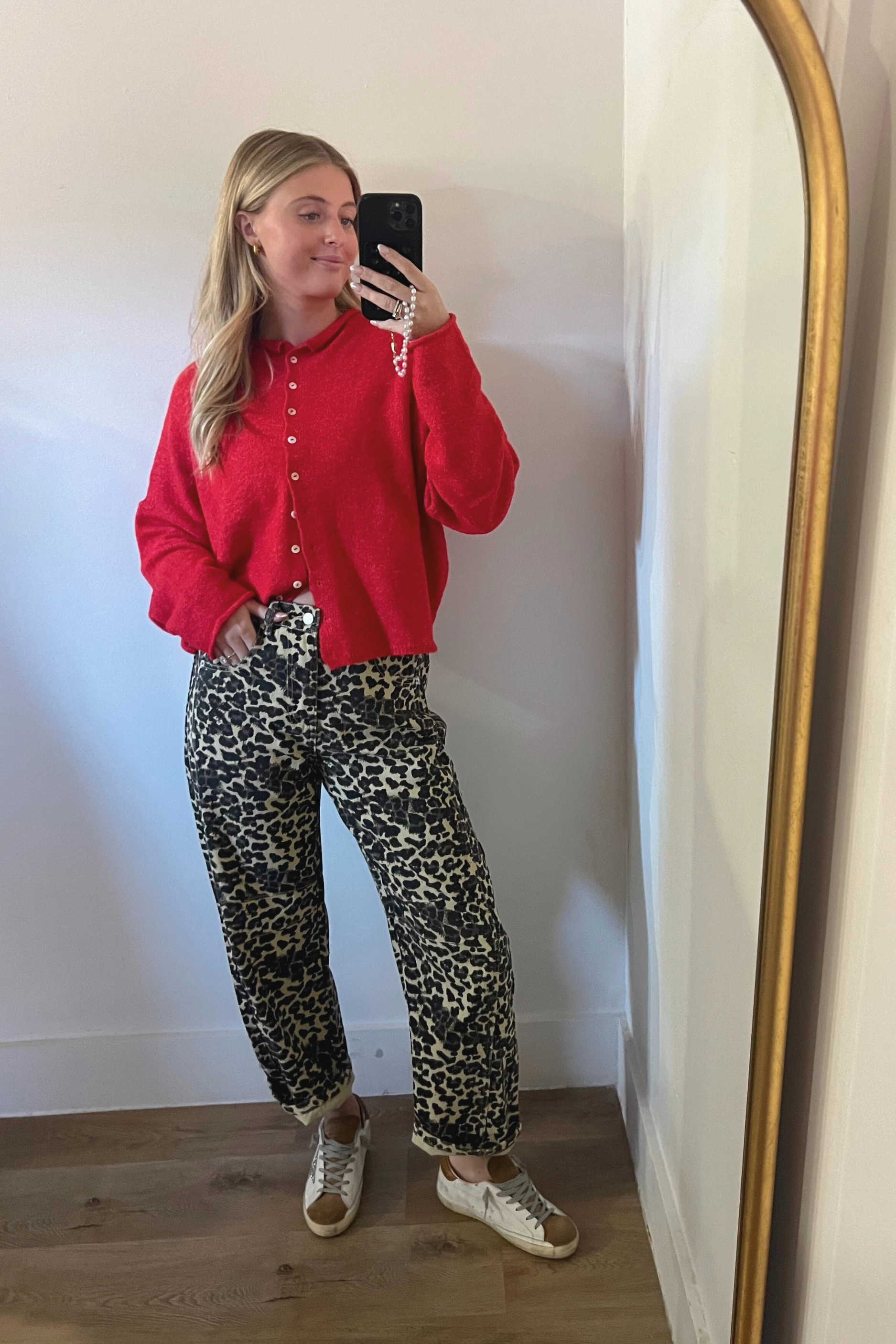 Core Cut Relaxed Comfort Wear Leopard Print Denim Pants