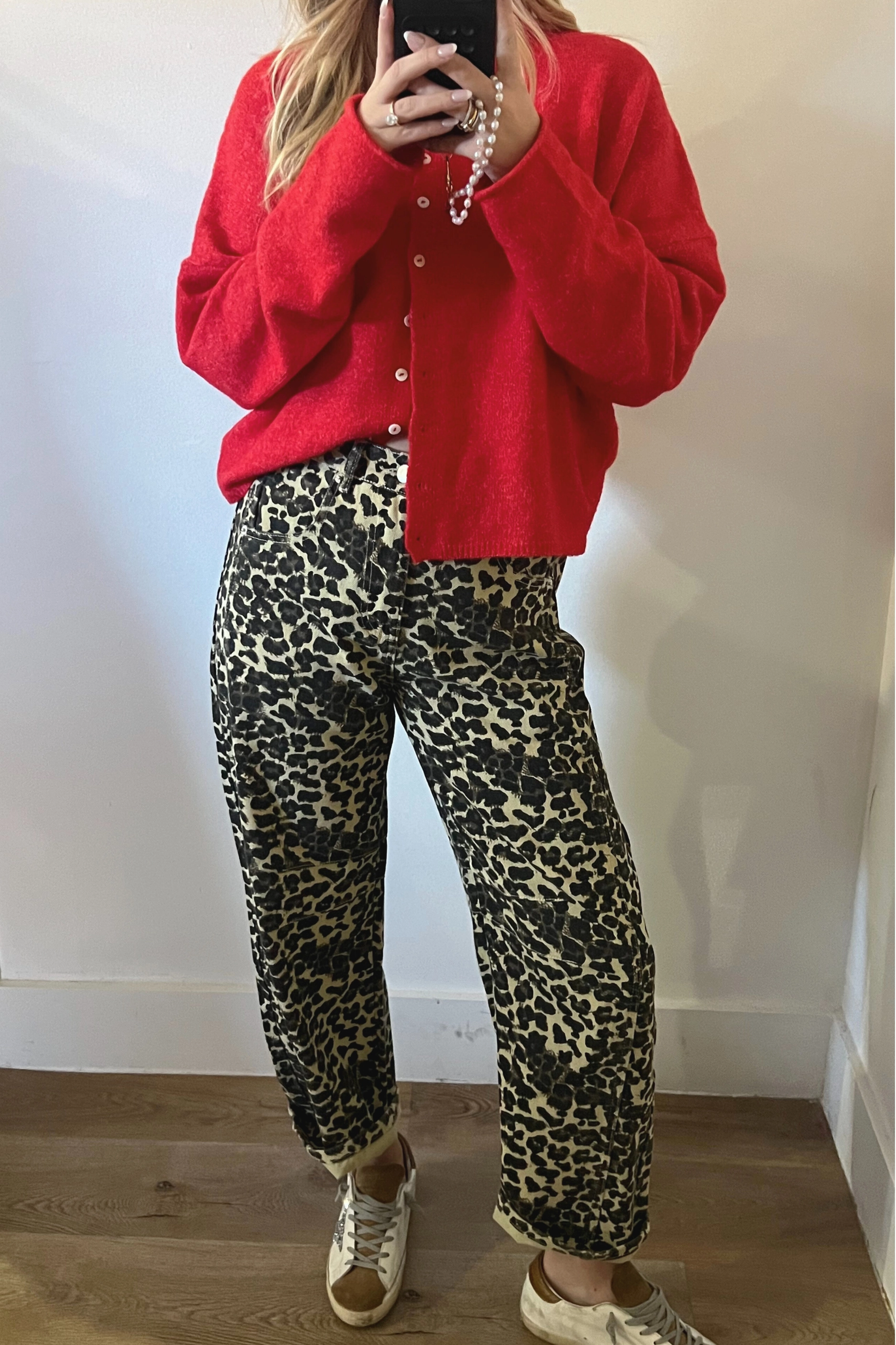 Quick-Dry Fabric Leopard Print Denim Pants