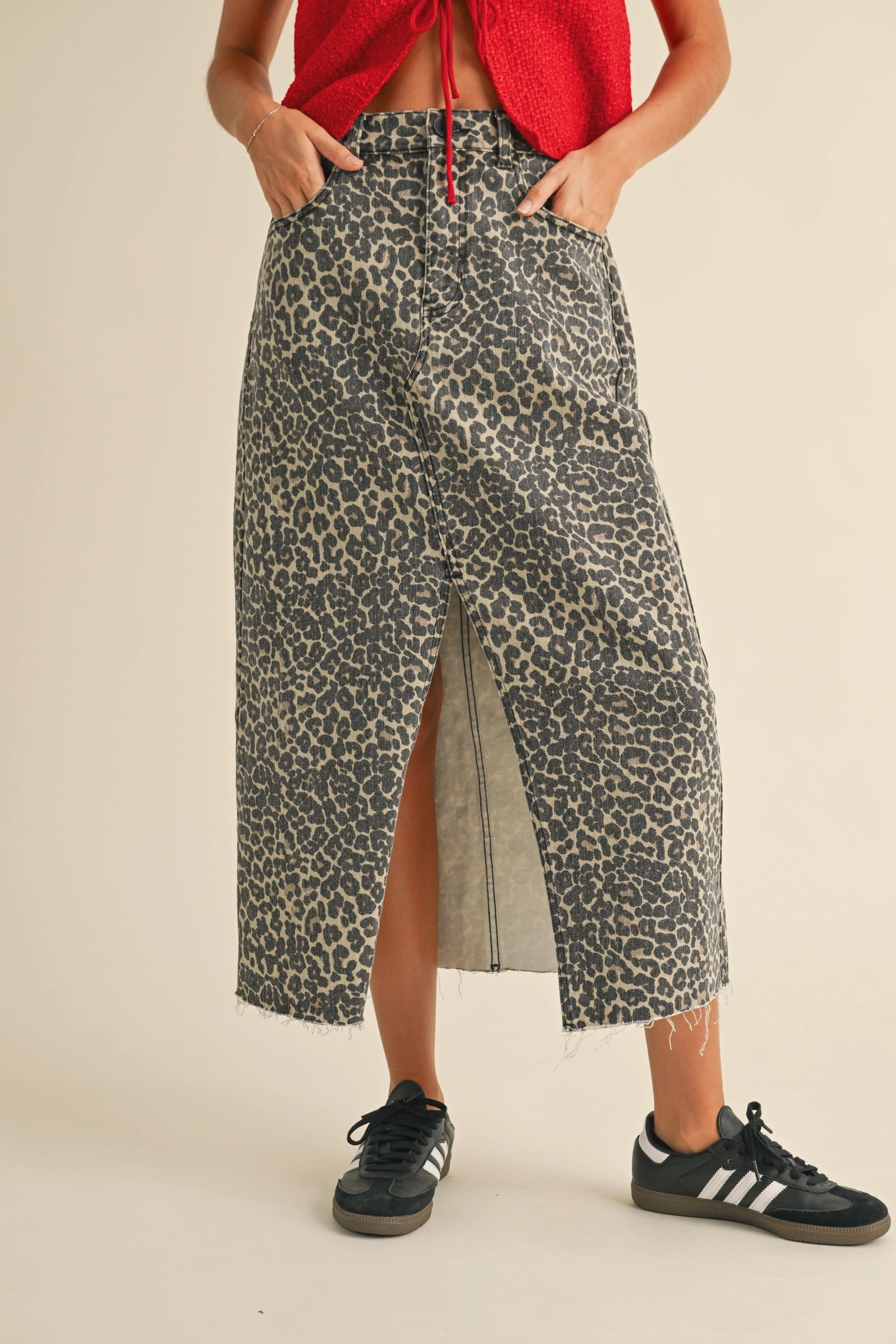 Leopard Print Midi Skirt MoistureWicking