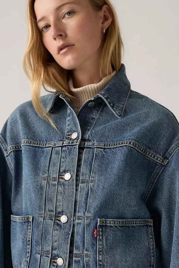 Levi's Balloon Sleeve Trucker Jacket Fray Resistant Edges DropShoulder
