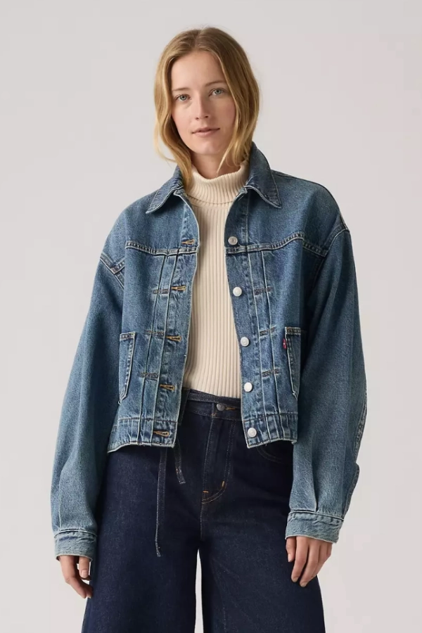 Tailored Placket Flatlock Stitching Technique Levi's Balloon Sleeve Trucker Jacket