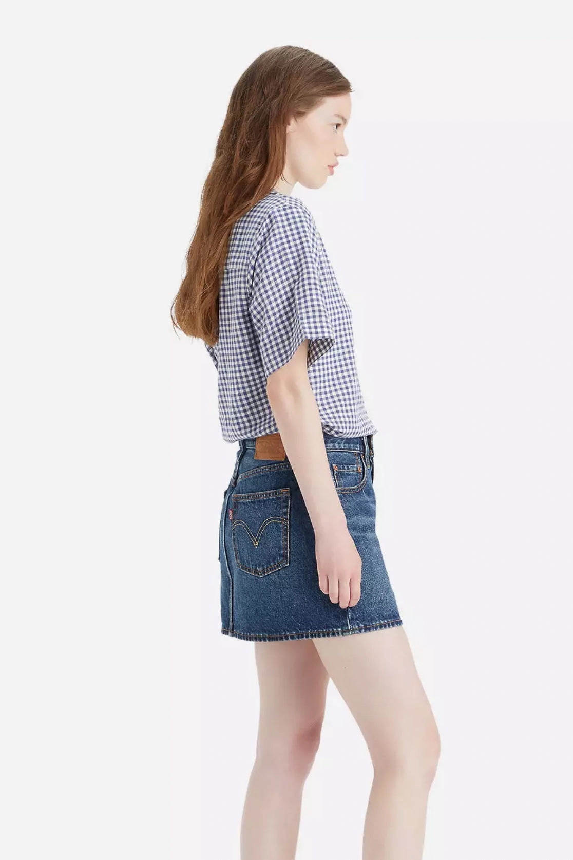 Levi's Icon Mini Denim Skirt - Lost Peace of Mind Non Iron Fabric Relaxed Crew Neck Opening