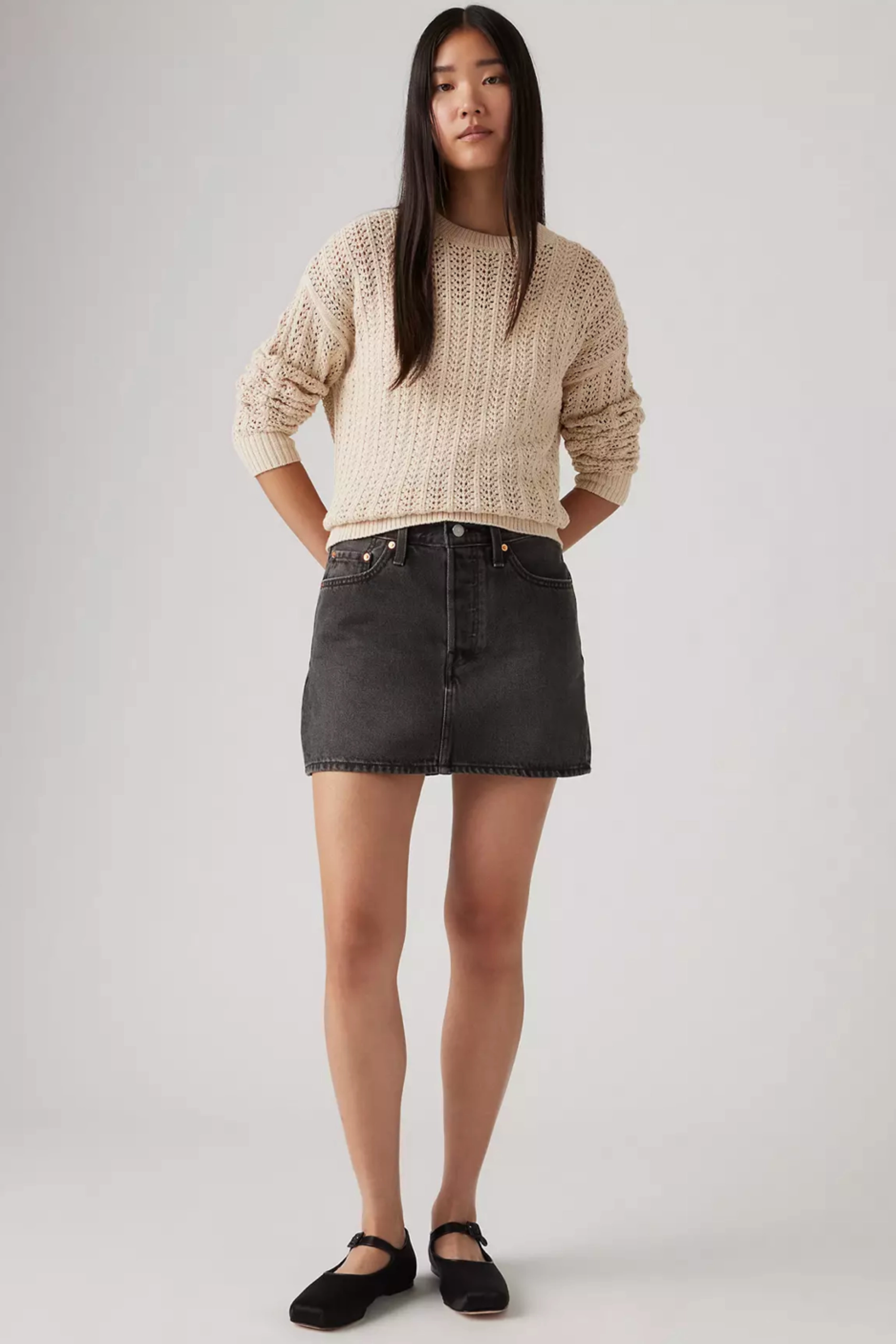 RibbedTexture Levi's Icon Mini Skirt - Dark Mirror