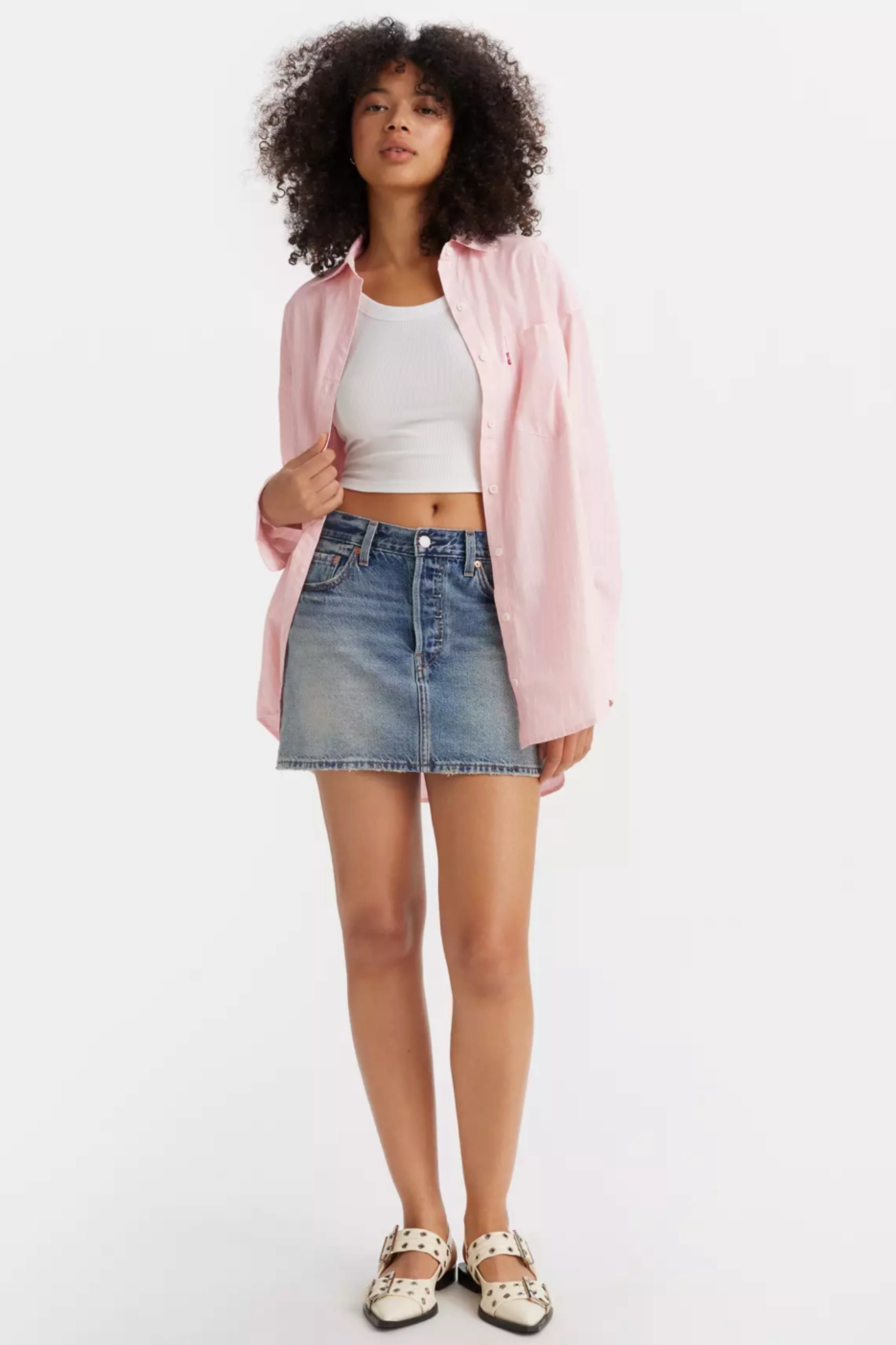 Frayed hem HiddenDrawcord Levi's Icon Mini Skirt - Right Now