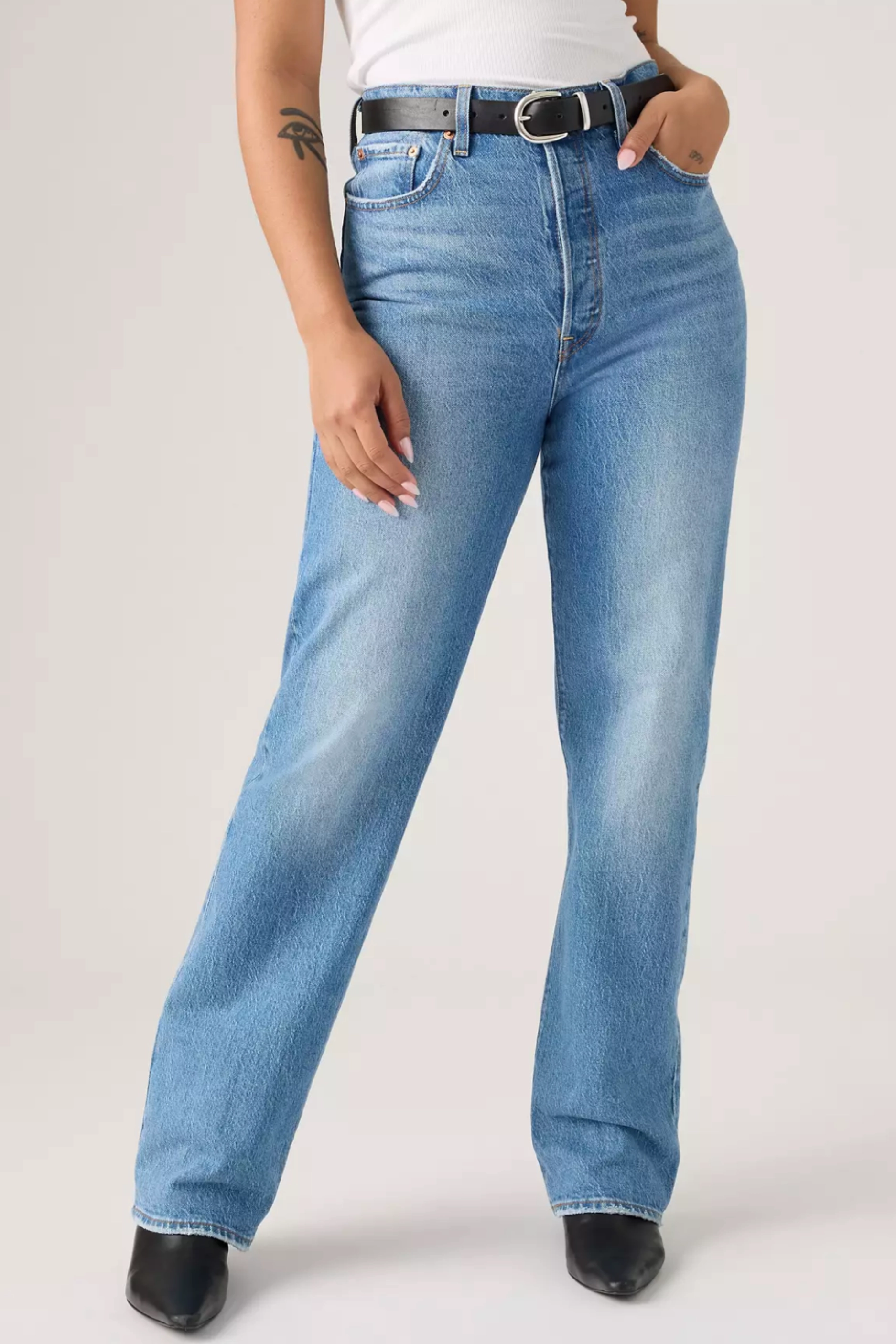 Circular Knit Technique Breathable Lining Levi's Ribcage Full Length Women's Jeans