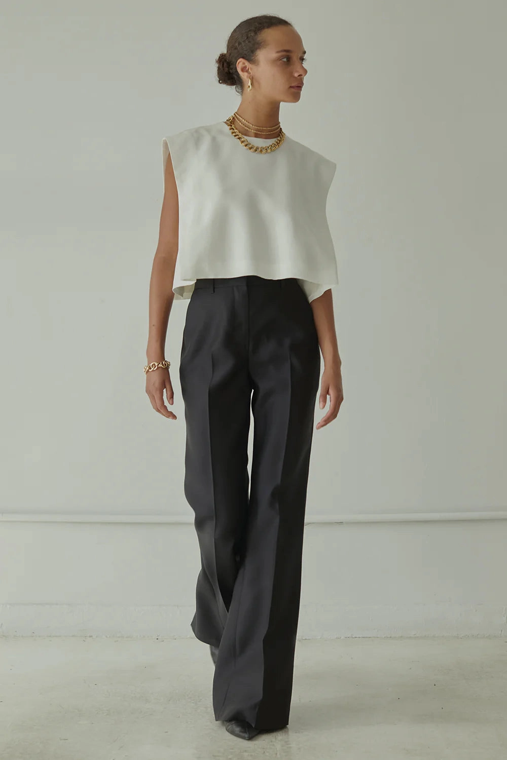 Leyva Trouser in Black Wrinkle Free Fabric