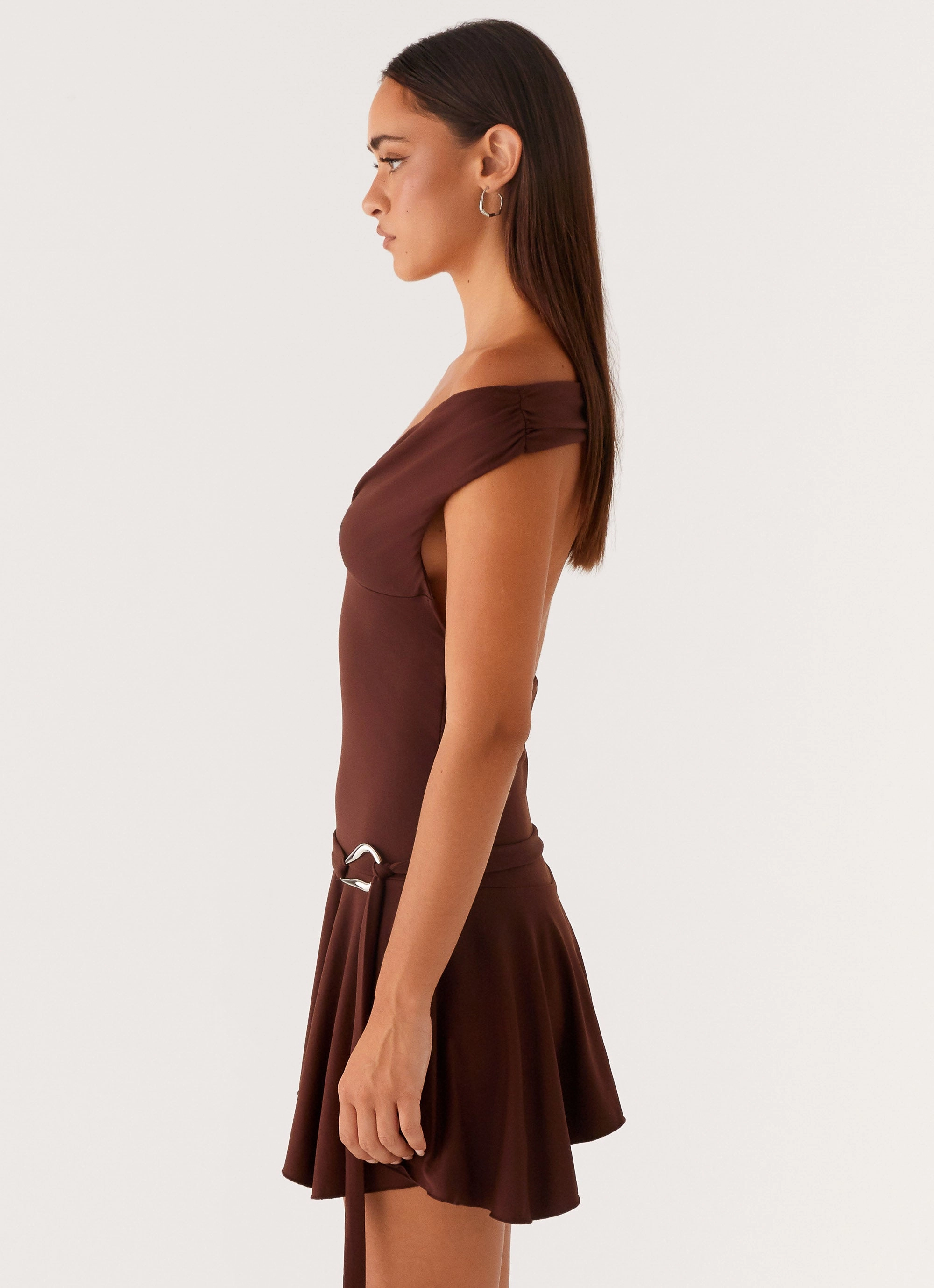 Neutral Base Saffira Mini Dress - Chocolate