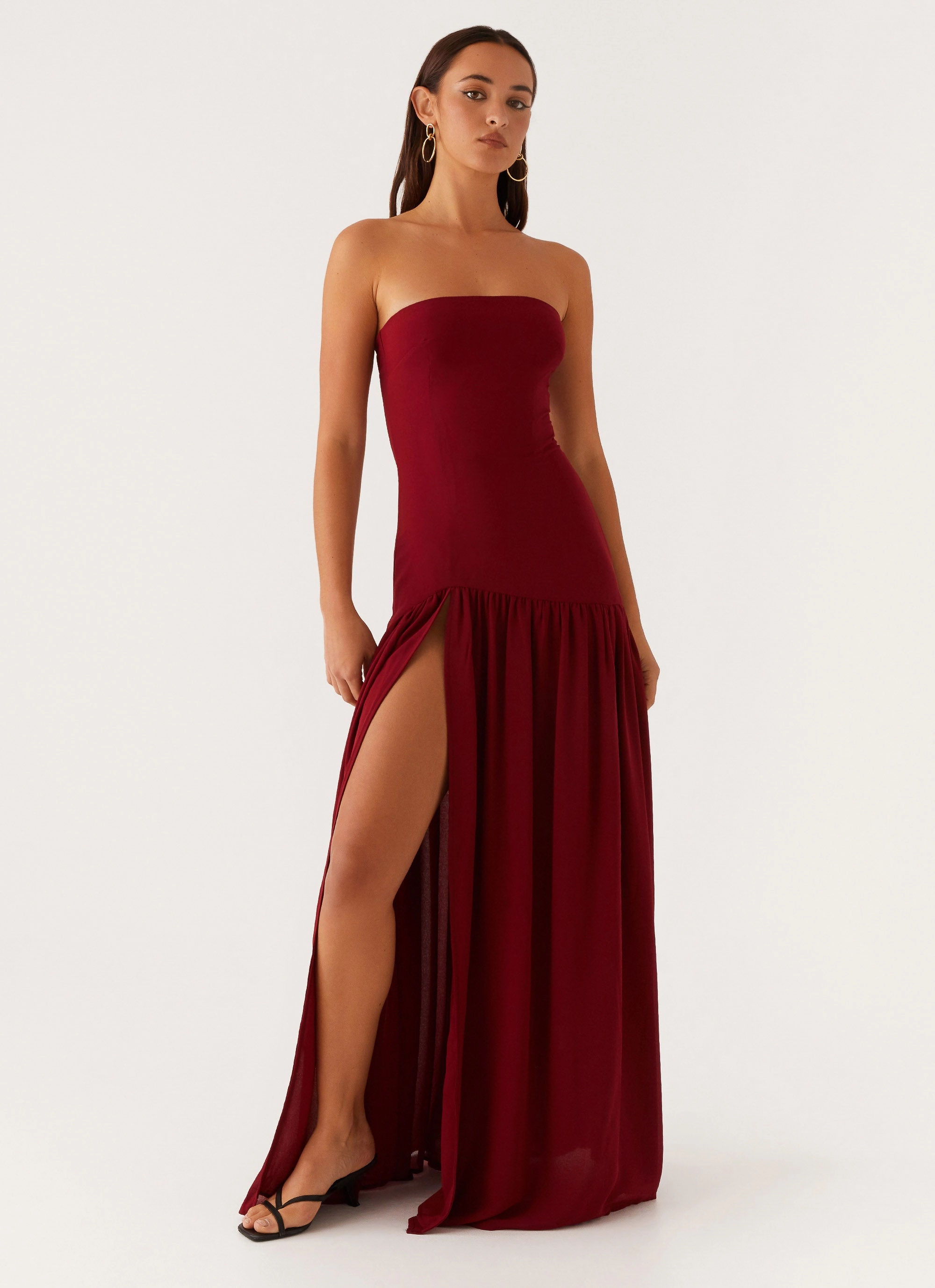 Eden Strapless Maxi Dress - Maroon Urban Casual