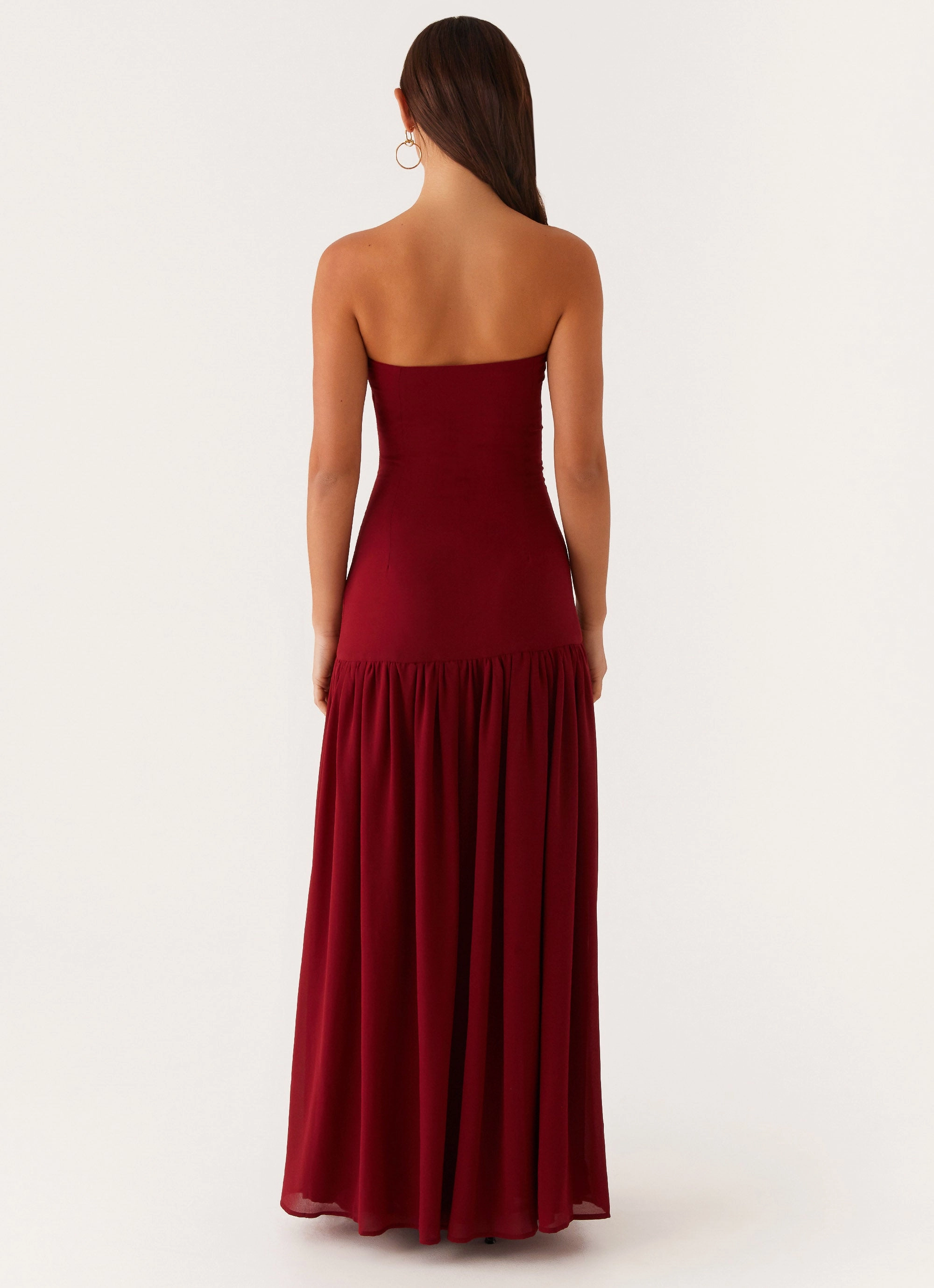 Eden Strapless Maxi Dress - Maroon Wave Soft