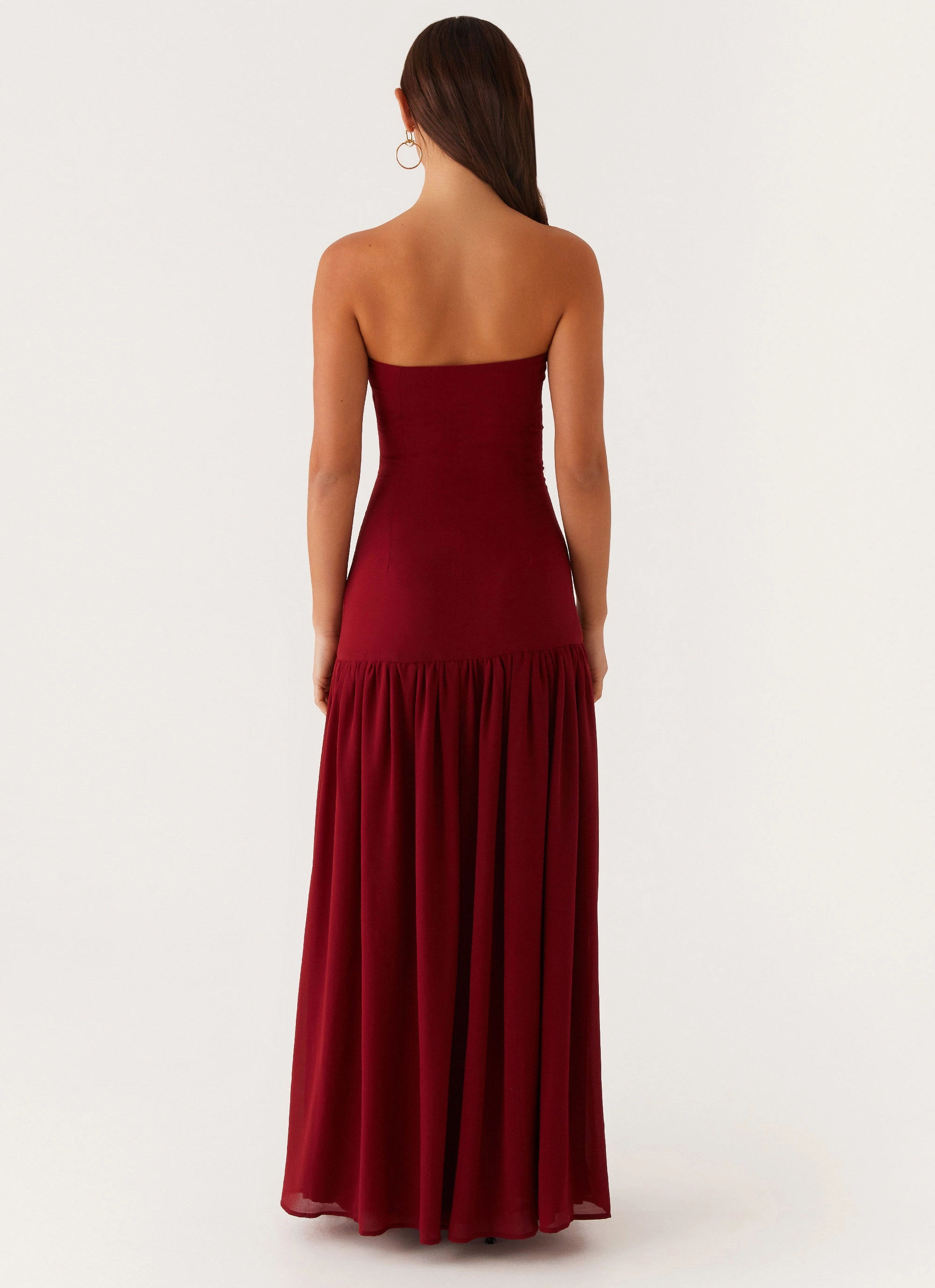 Relaxed Mood Relax Flex Eden Strapless Maxi Dress - Maroon