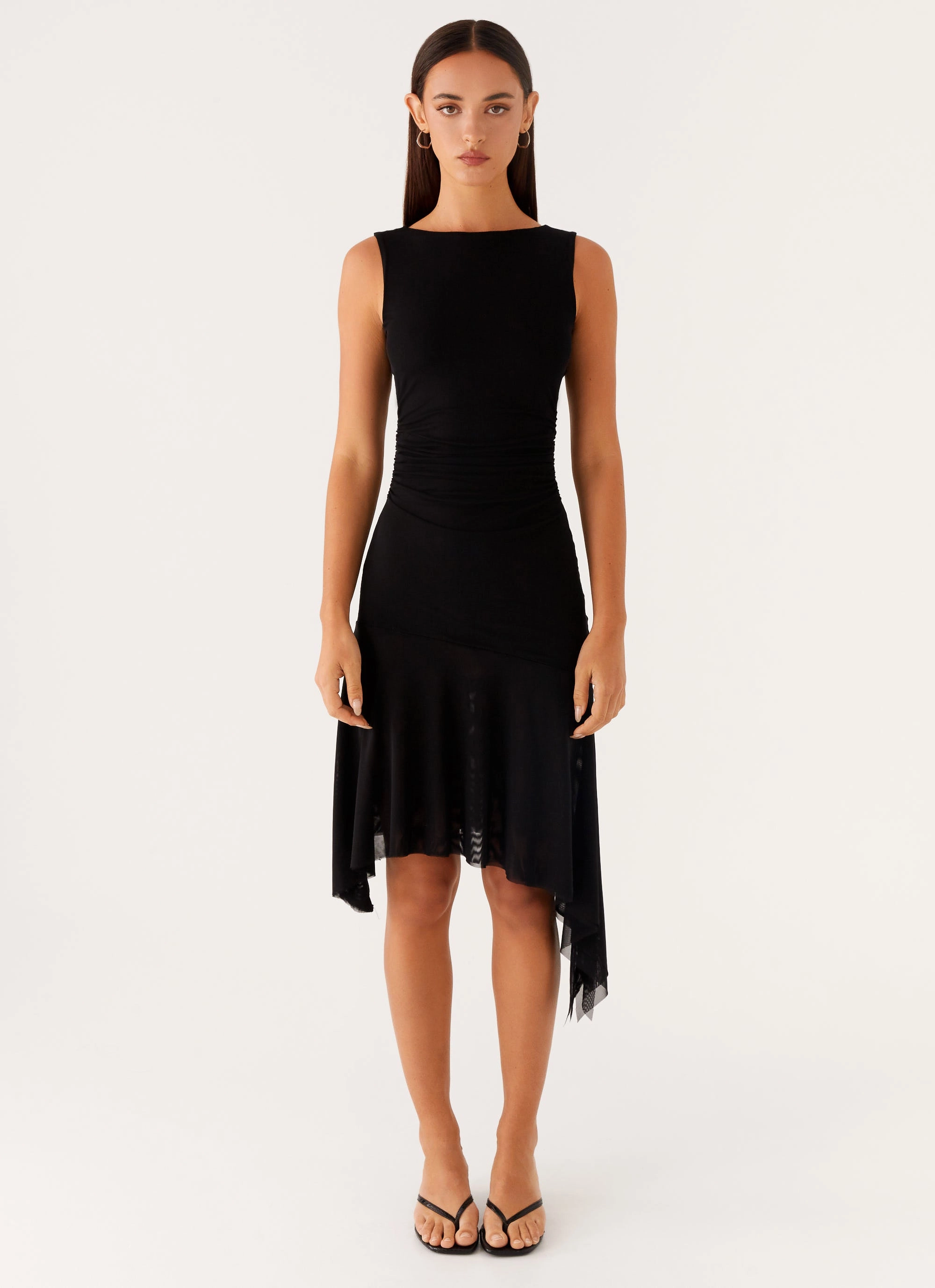 Winona Midi Dress - Black Cool Season Stylish party wear