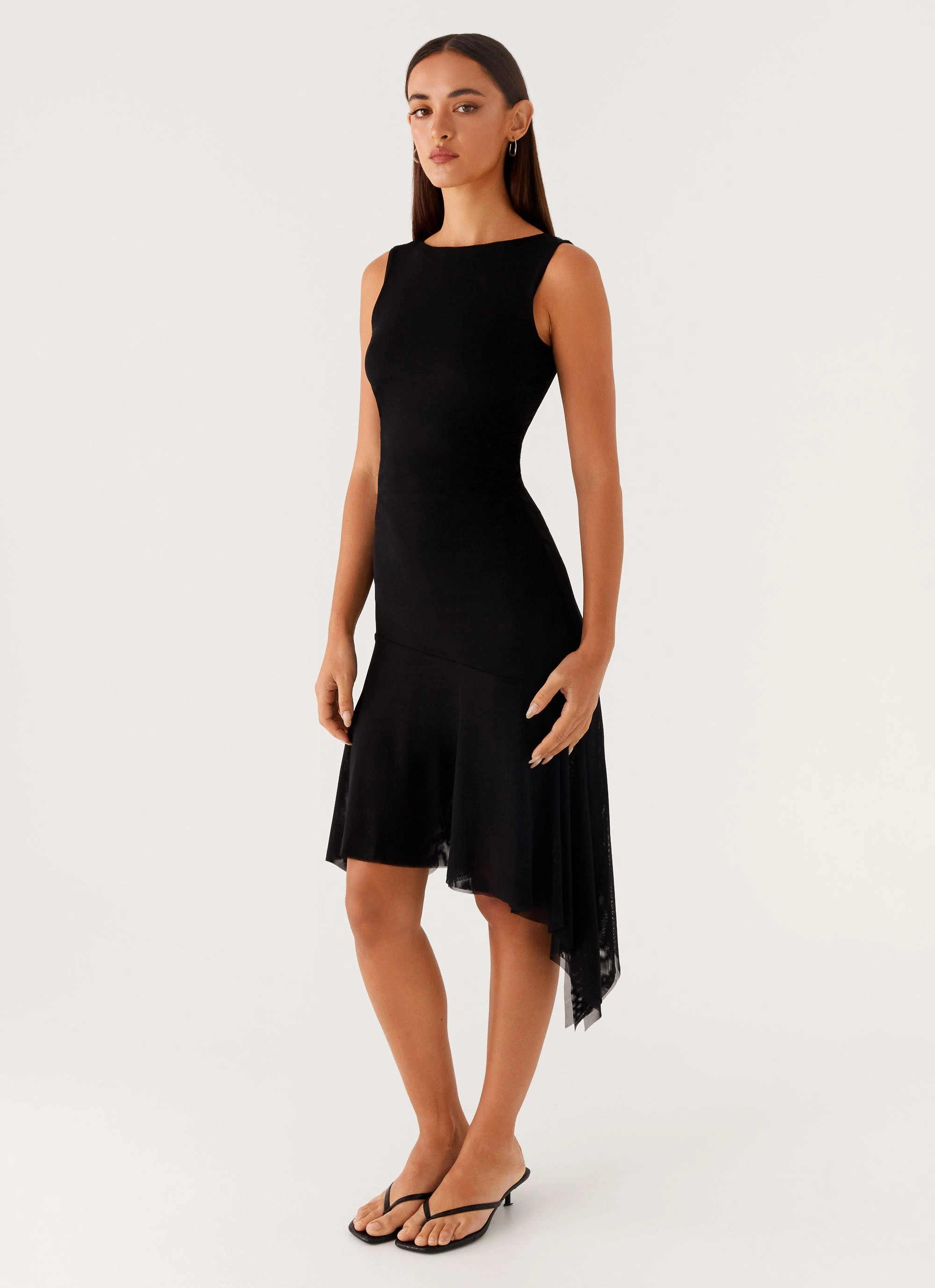 Winona Midi Dress - Black SeamlessConstruction Subtle Drape