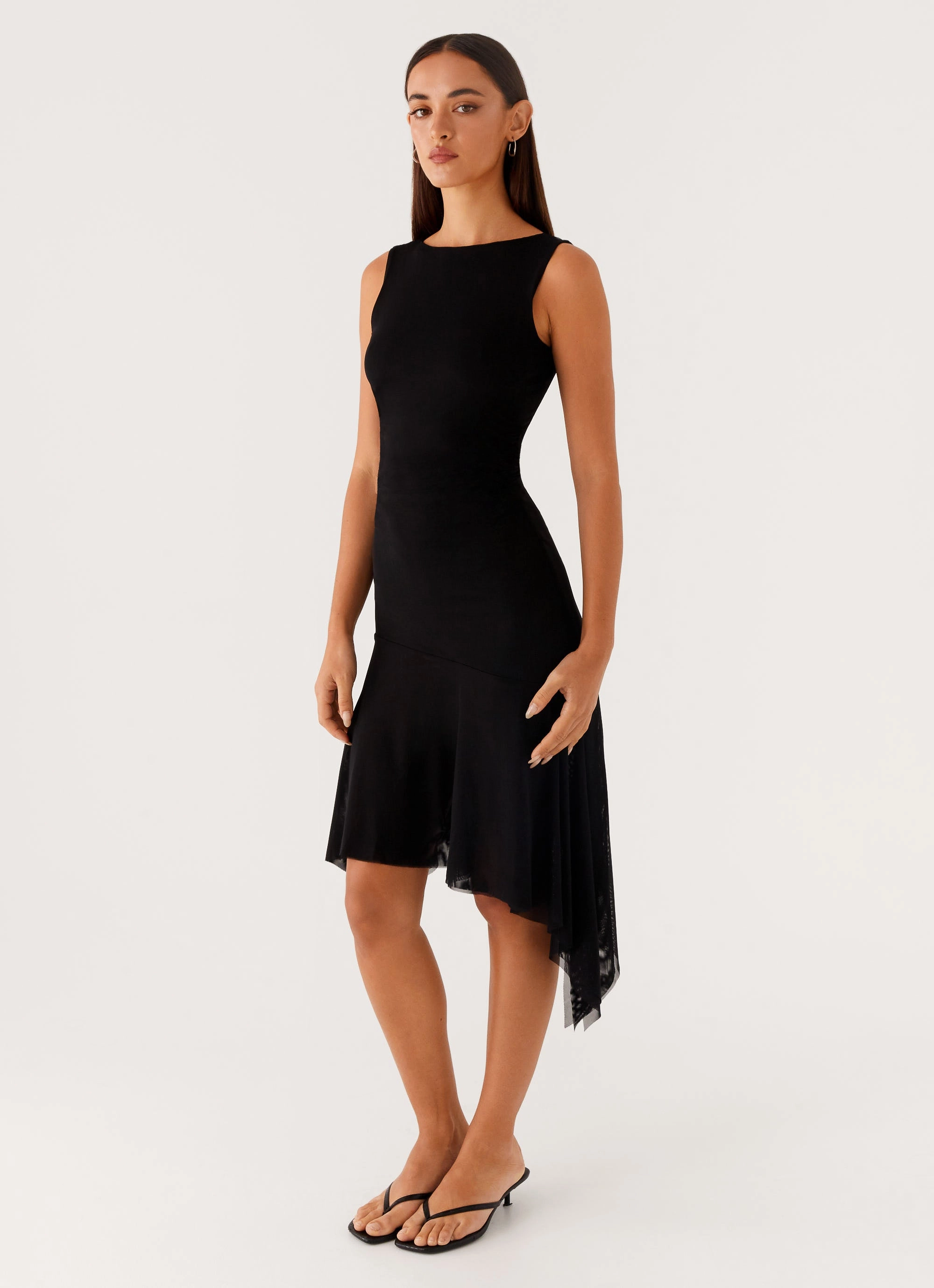 Winona Midi Dress - Black Lightweight Feel
