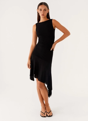 Sleeveless Cut Winona Midi Dress - Black