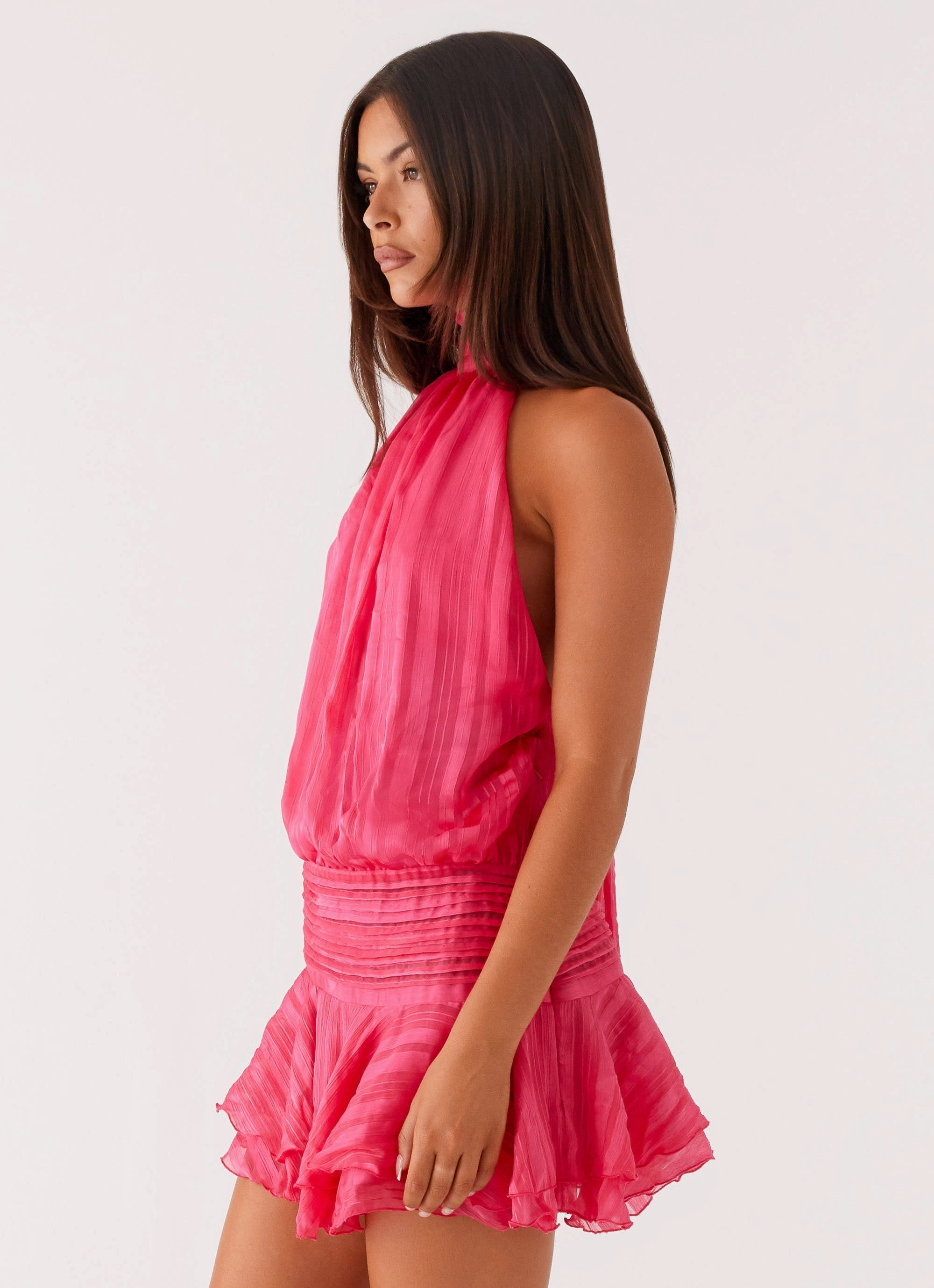 Willow Chiffon Mini Dress - Fuchsia Classic Touch Day Love